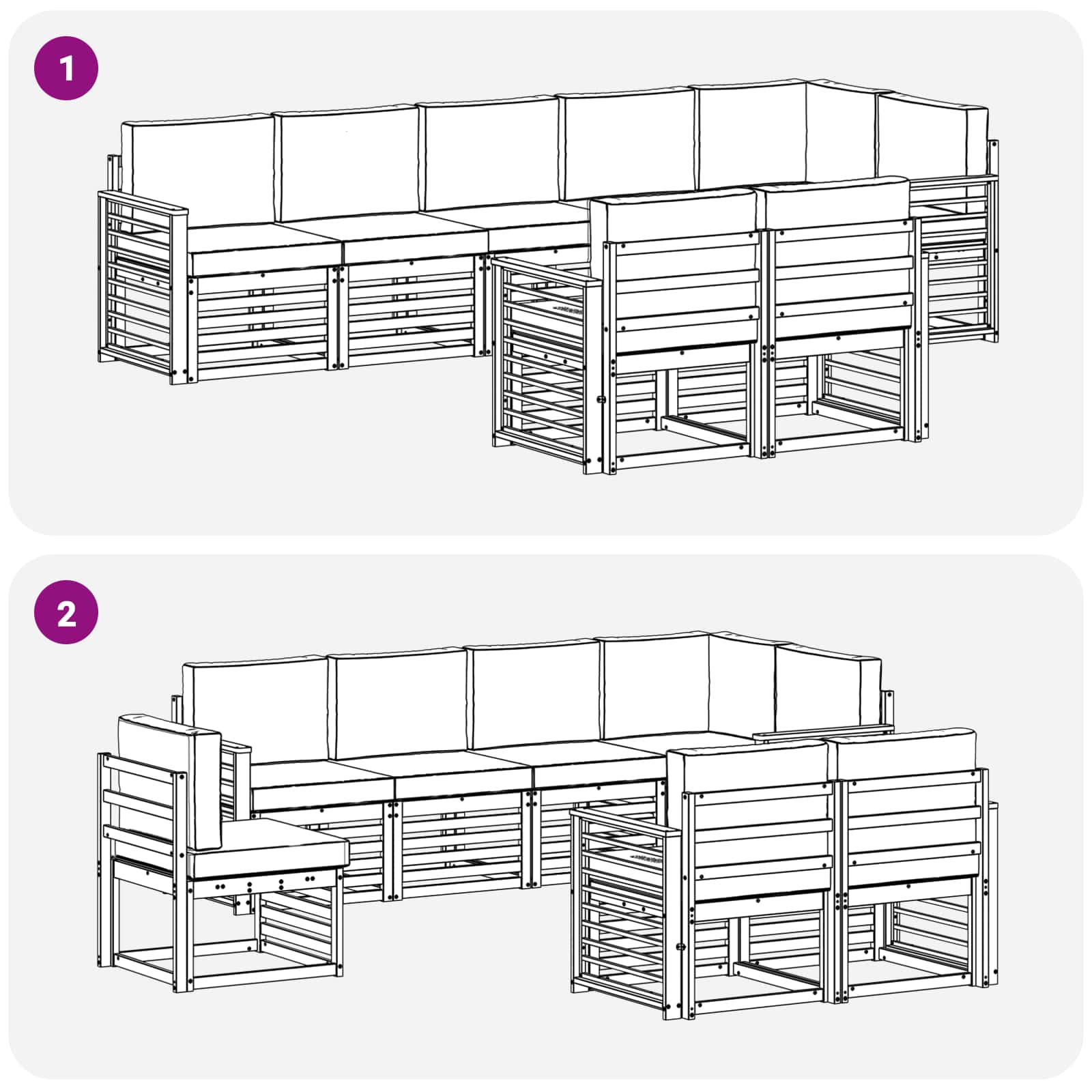 Setovi sofa 8 pcs Prirodna i svijetlo siva Čvrsto drvo akacije