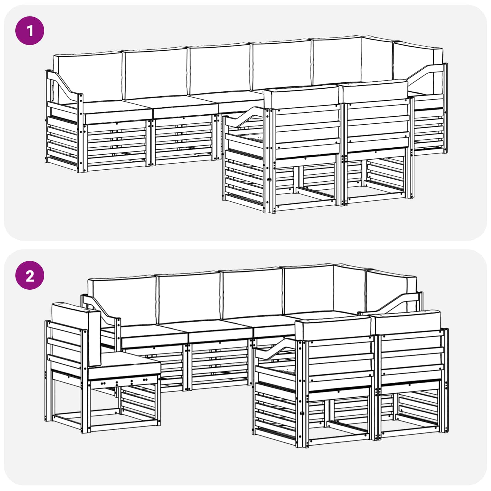 Setovi sofa s jastukom 8 pcs Prirodna i bež Čvrsto drvo akacije