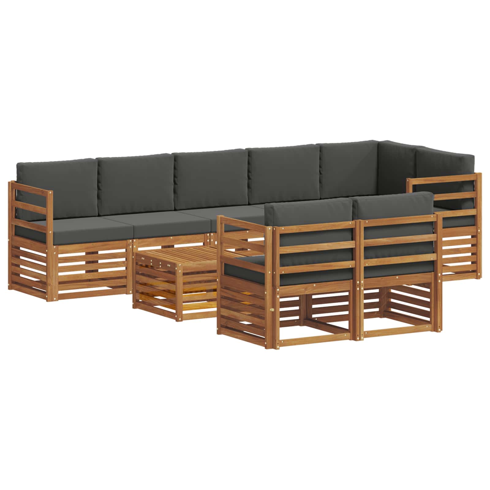 Setovi sofa 9 pcs Prirodna i antracit Čvrsto drvo akacije