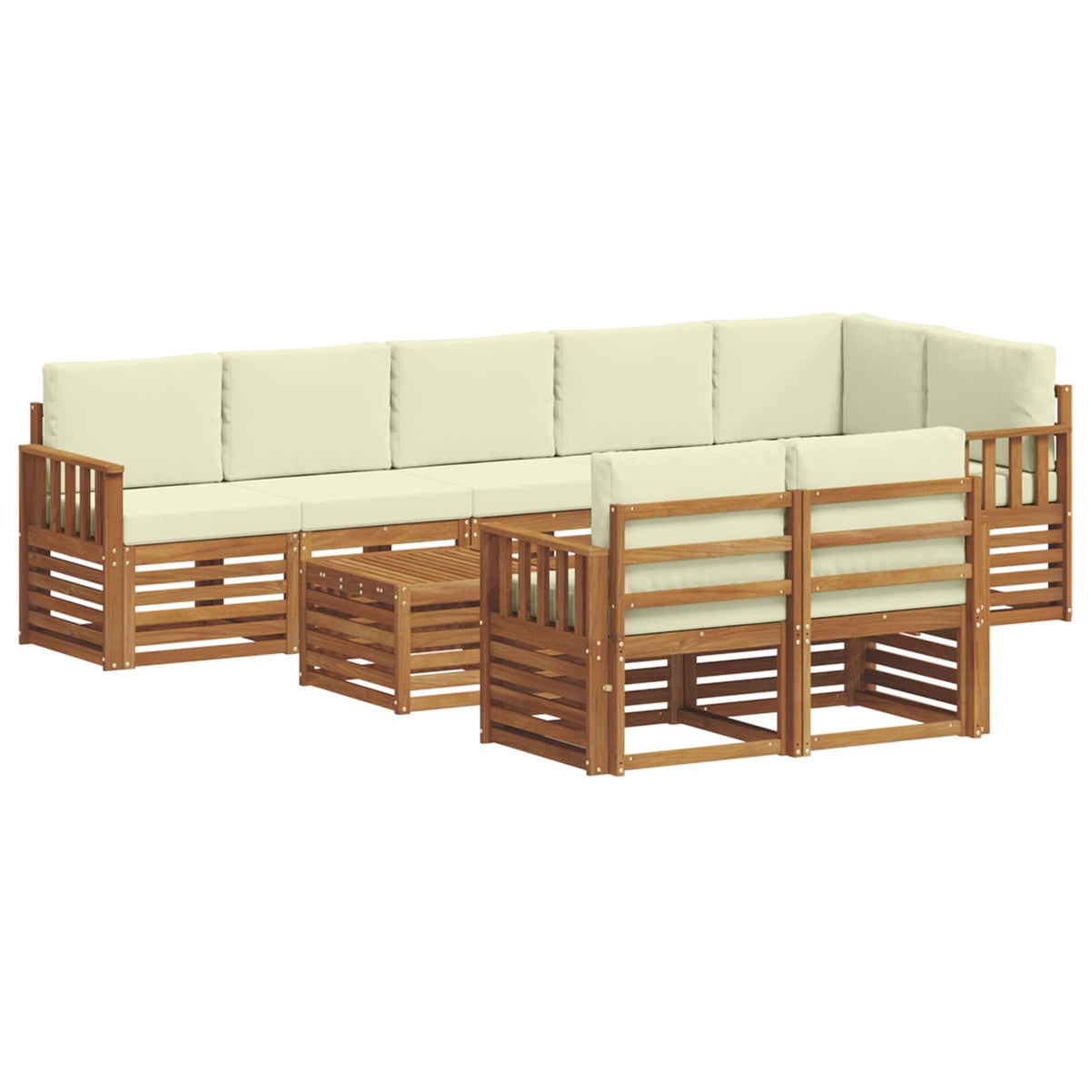 Set vanjskih sofa 9 kom. Prirodna i krem Poliester