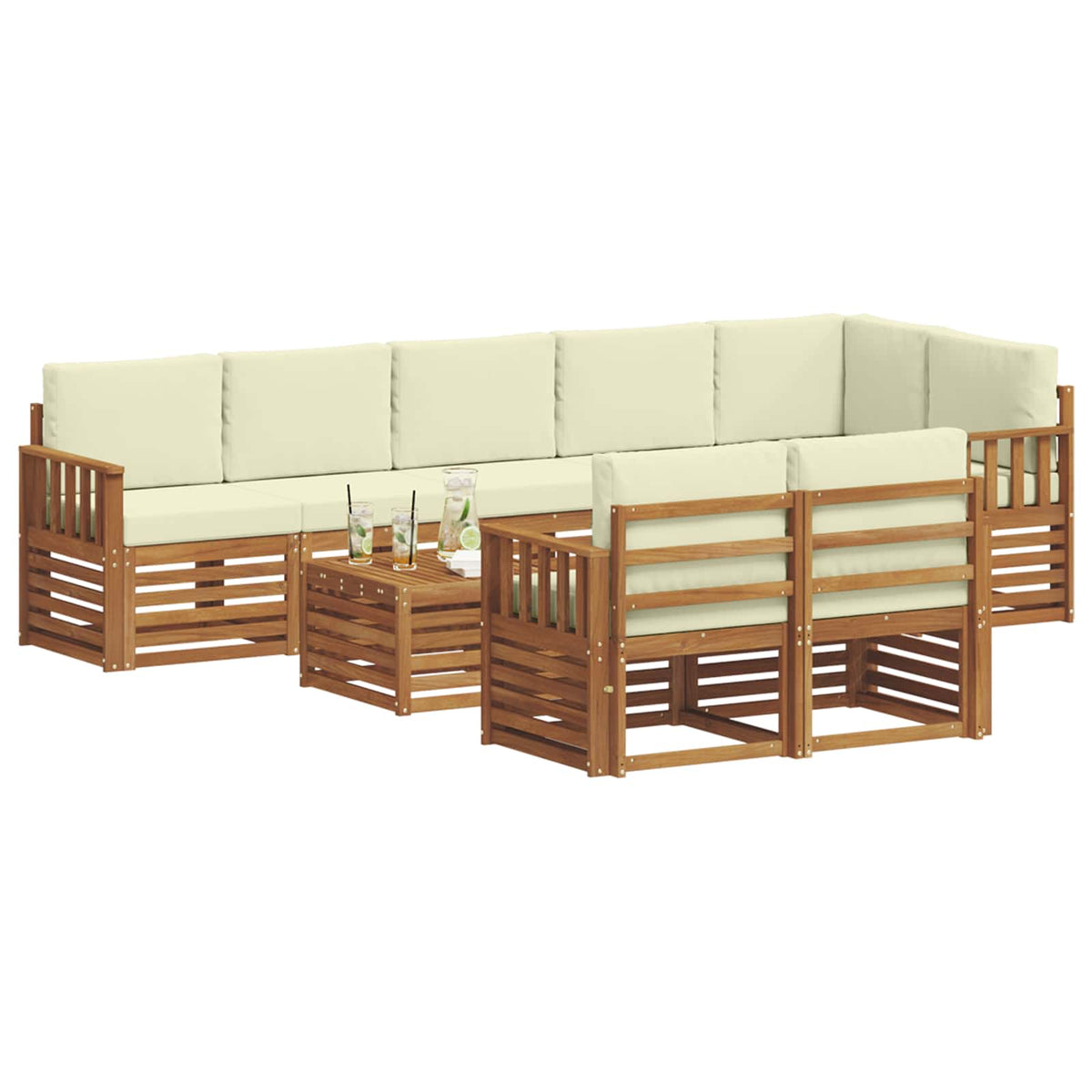 Set vanjskih sofa 9 kom. Prirodna i krem Poliester