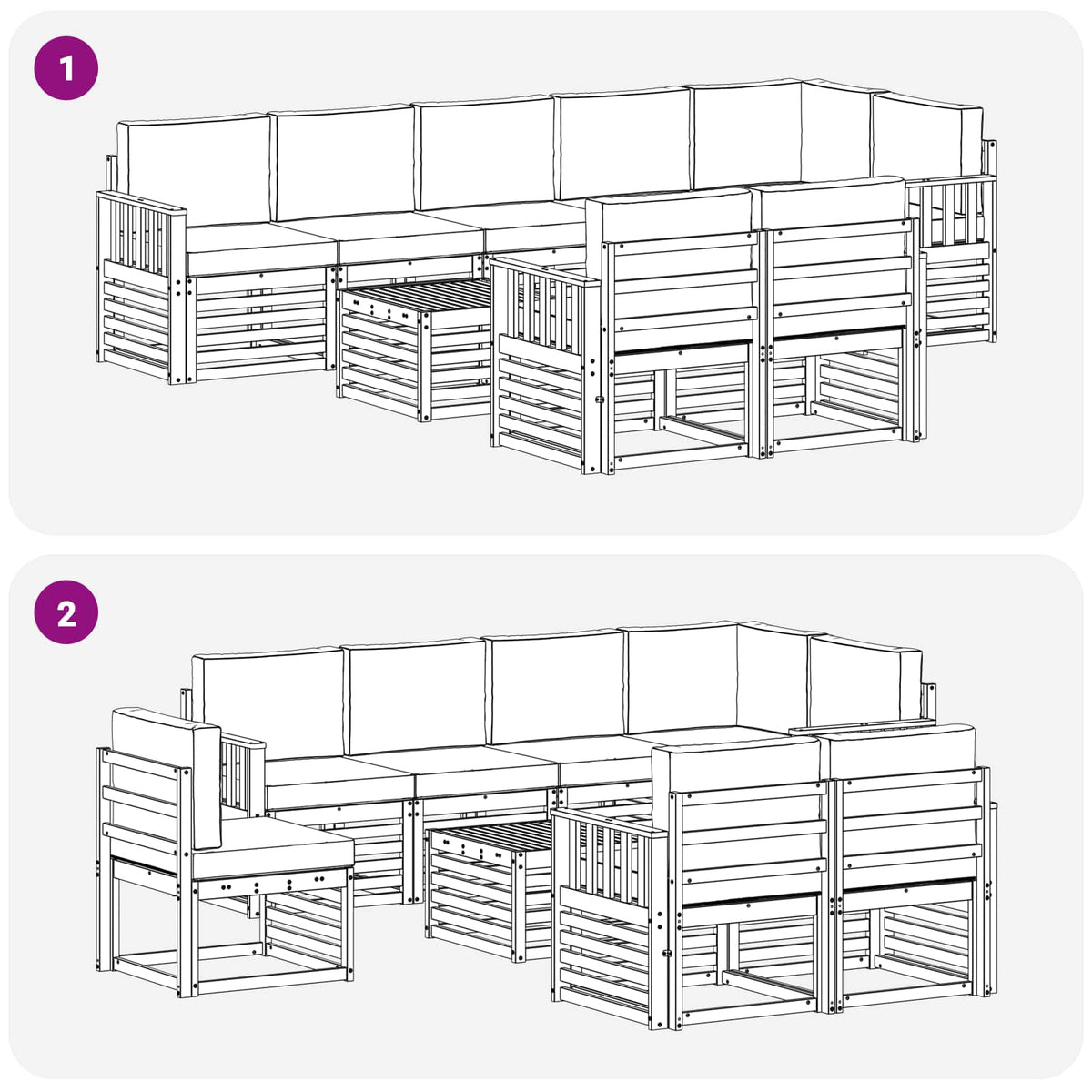 Set vanjskih sofa 9 kom. Prirodna i svijetlo siva Poliester