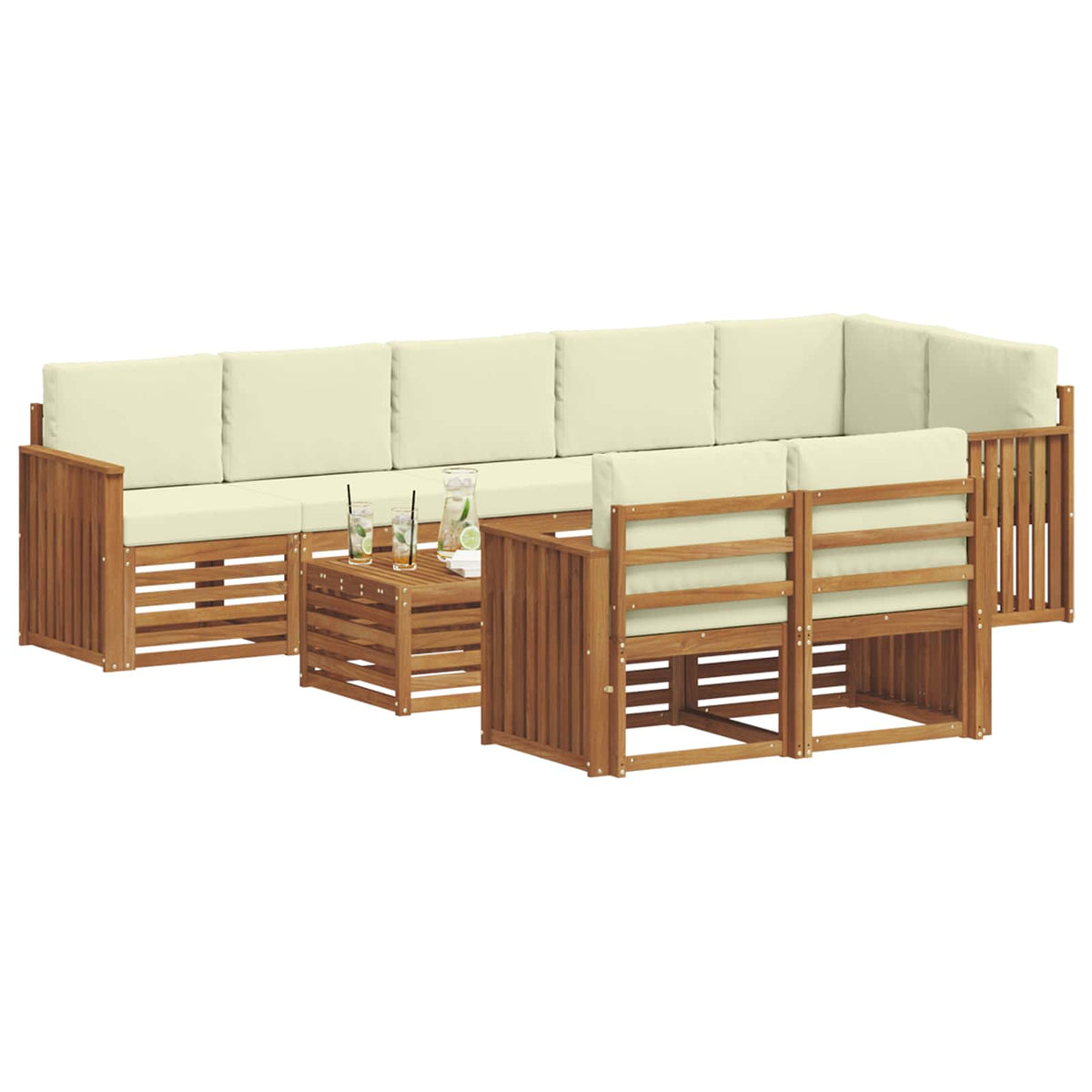 Set vanjskih sofa 9 kom. Prirodna i krem Poliester