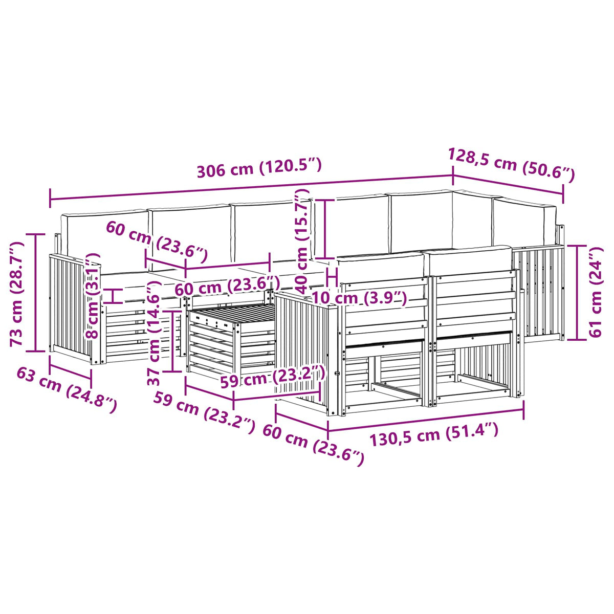 Set vanjskih sofa 9 kom. Prirodna i krem Poliester