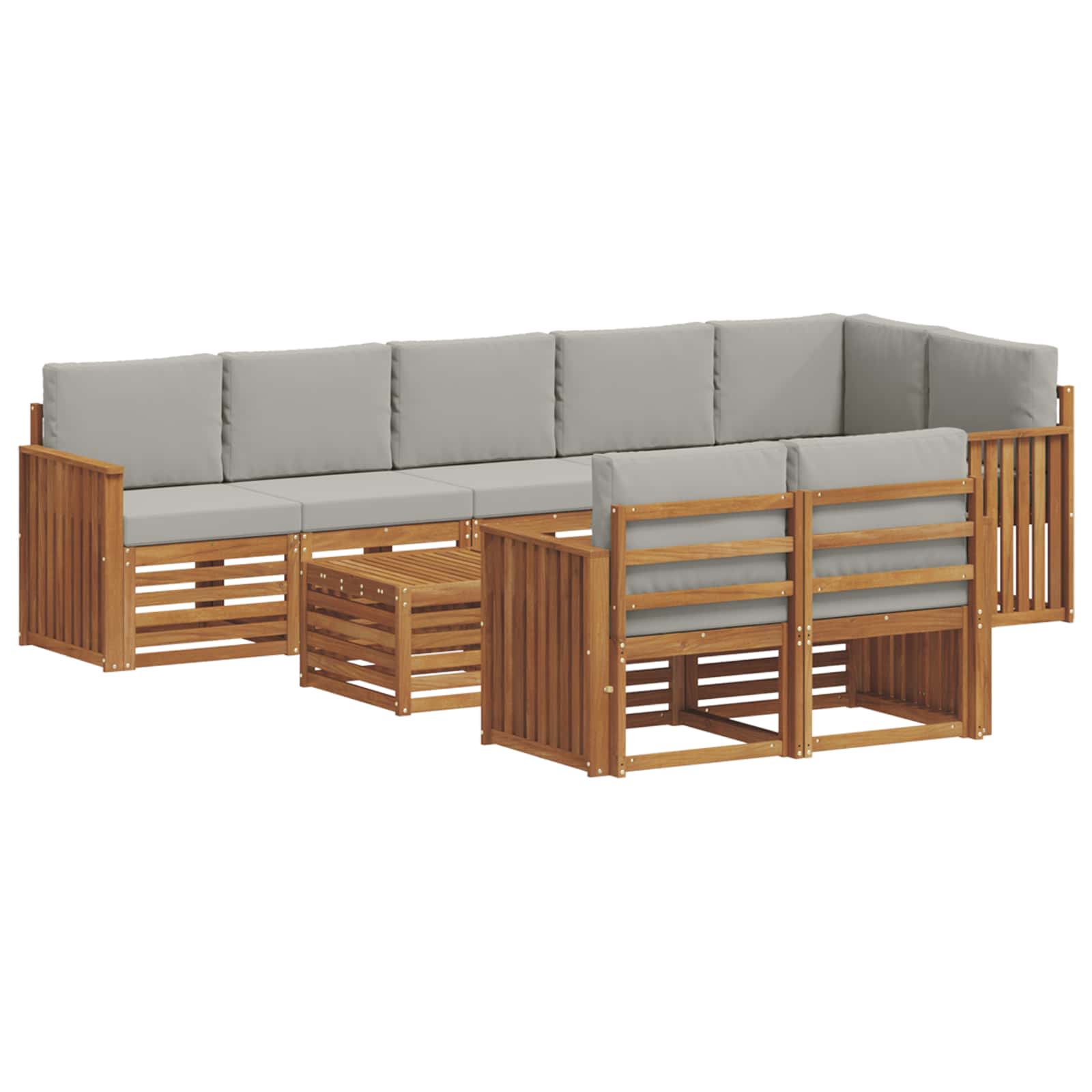 Setovi sofa 9 pcs Prirodna i svijetlo siva Čvrsto drvo akacije
