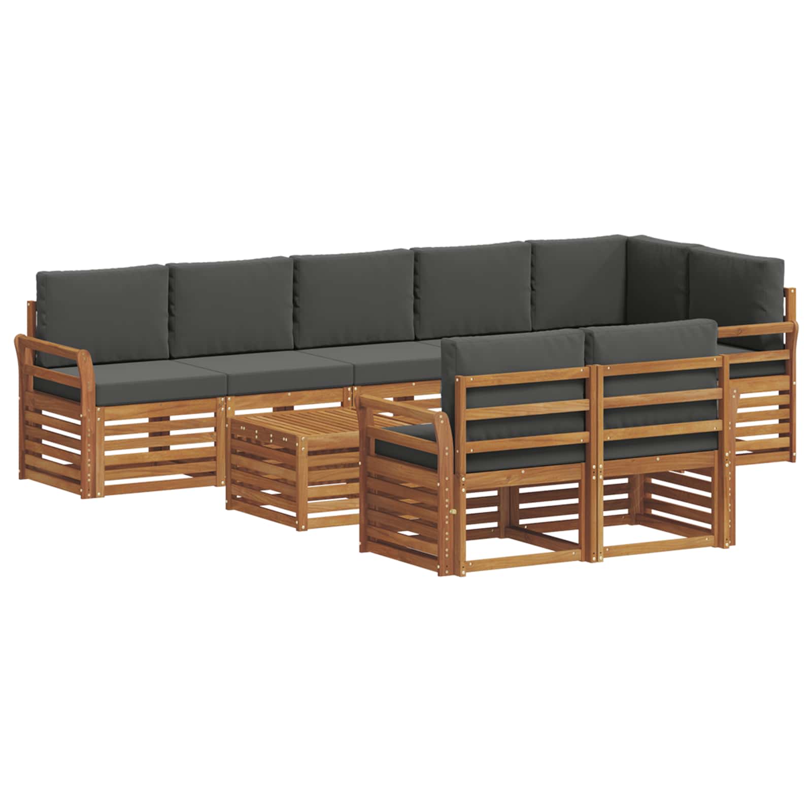 Setovi sofa 9 pcs Prirodna i antracit Čvrsto drvo akacije