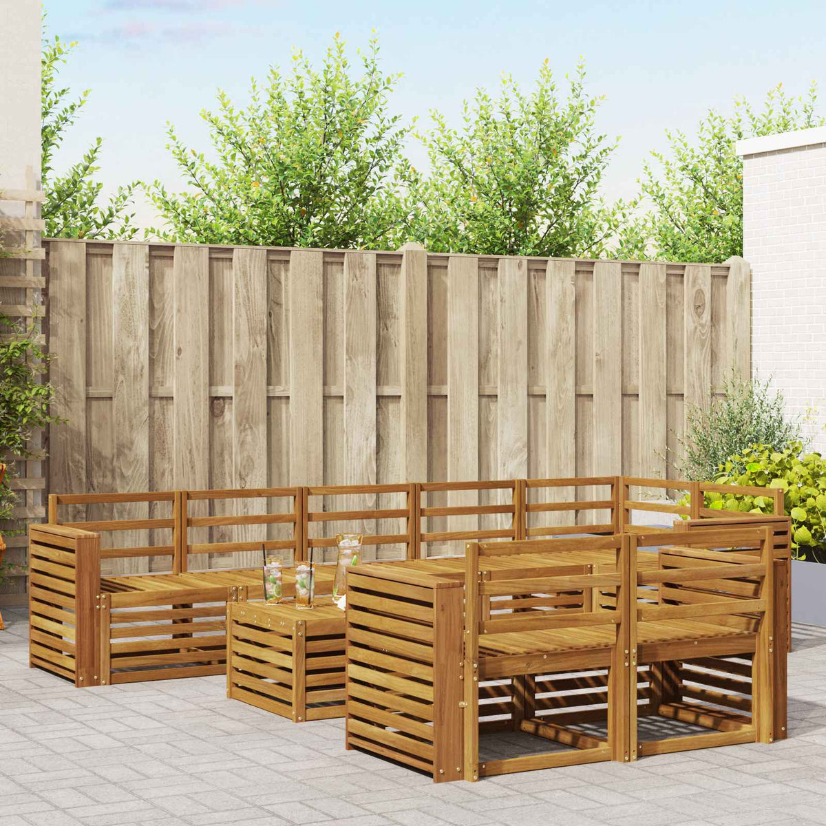Set vanjskih sofa 9 kom. Prirodna Poliester