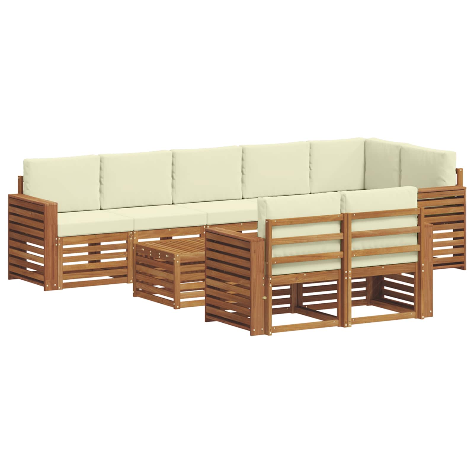 Setovi sofa 9 pcs Prirodna i krem Čvrsto drvo akacije