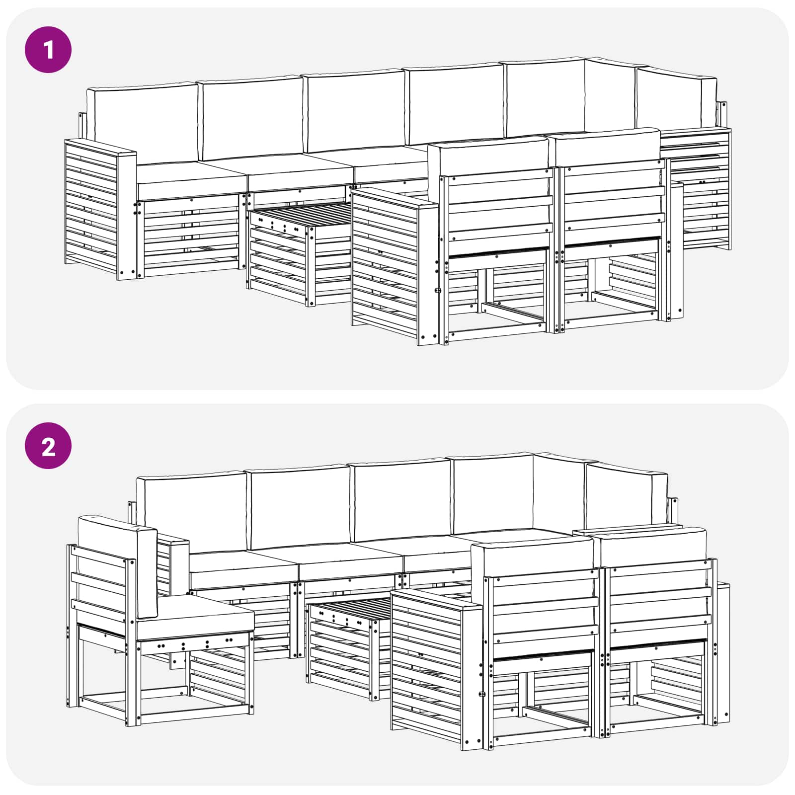 Setovi sofa 9 pcs Prirodna i krem Čvrsto drvo akacije