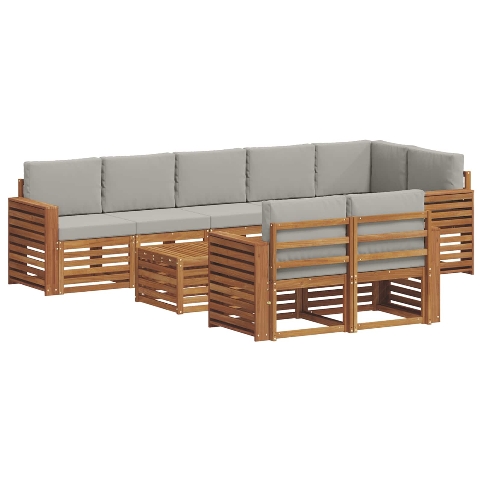 Setovi sofa 9 pcs Prirodna i svijetlo siva Čvrsto drvo akacije
