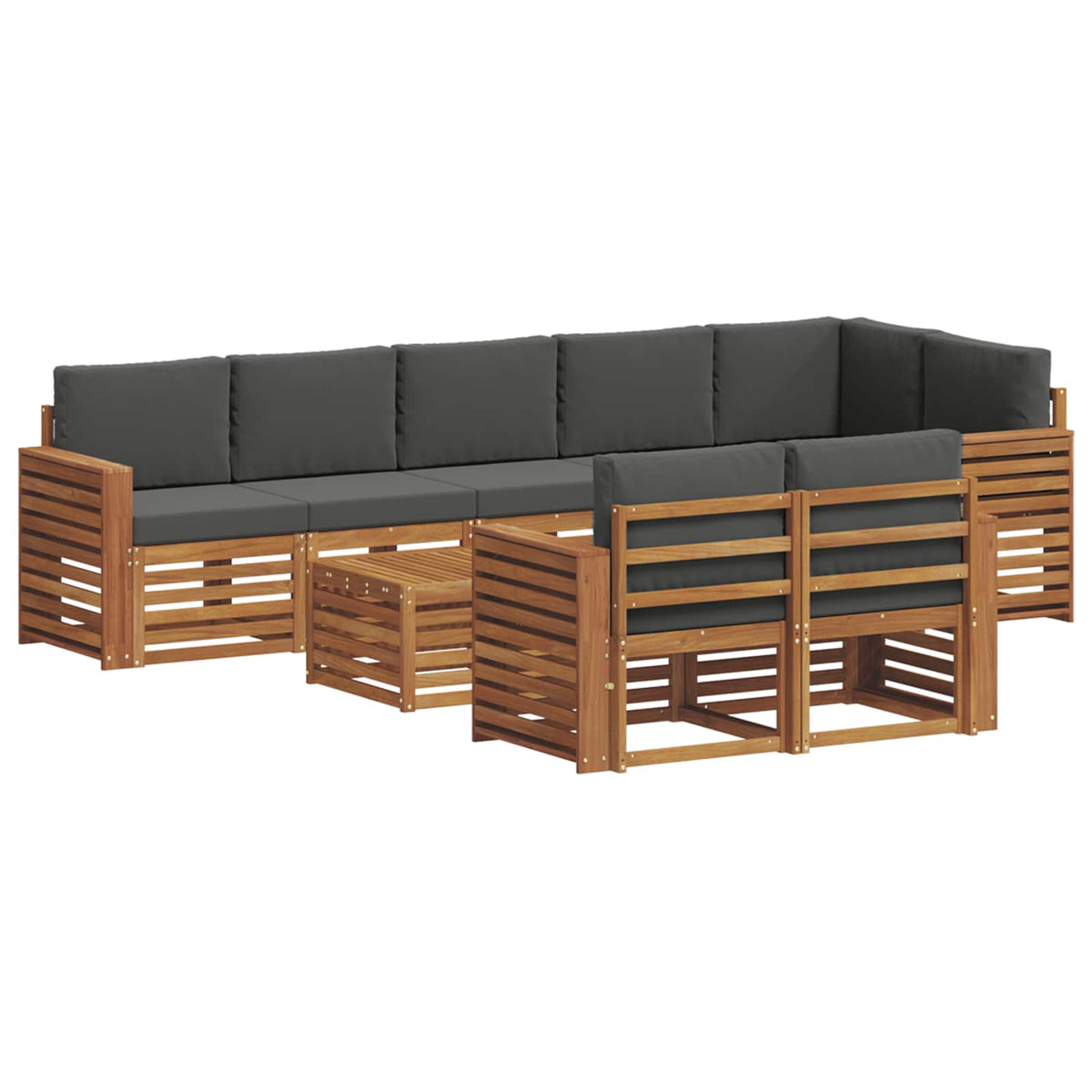 Set vanjskih sofa 9 kom. Prirodna i antracit Poliester
