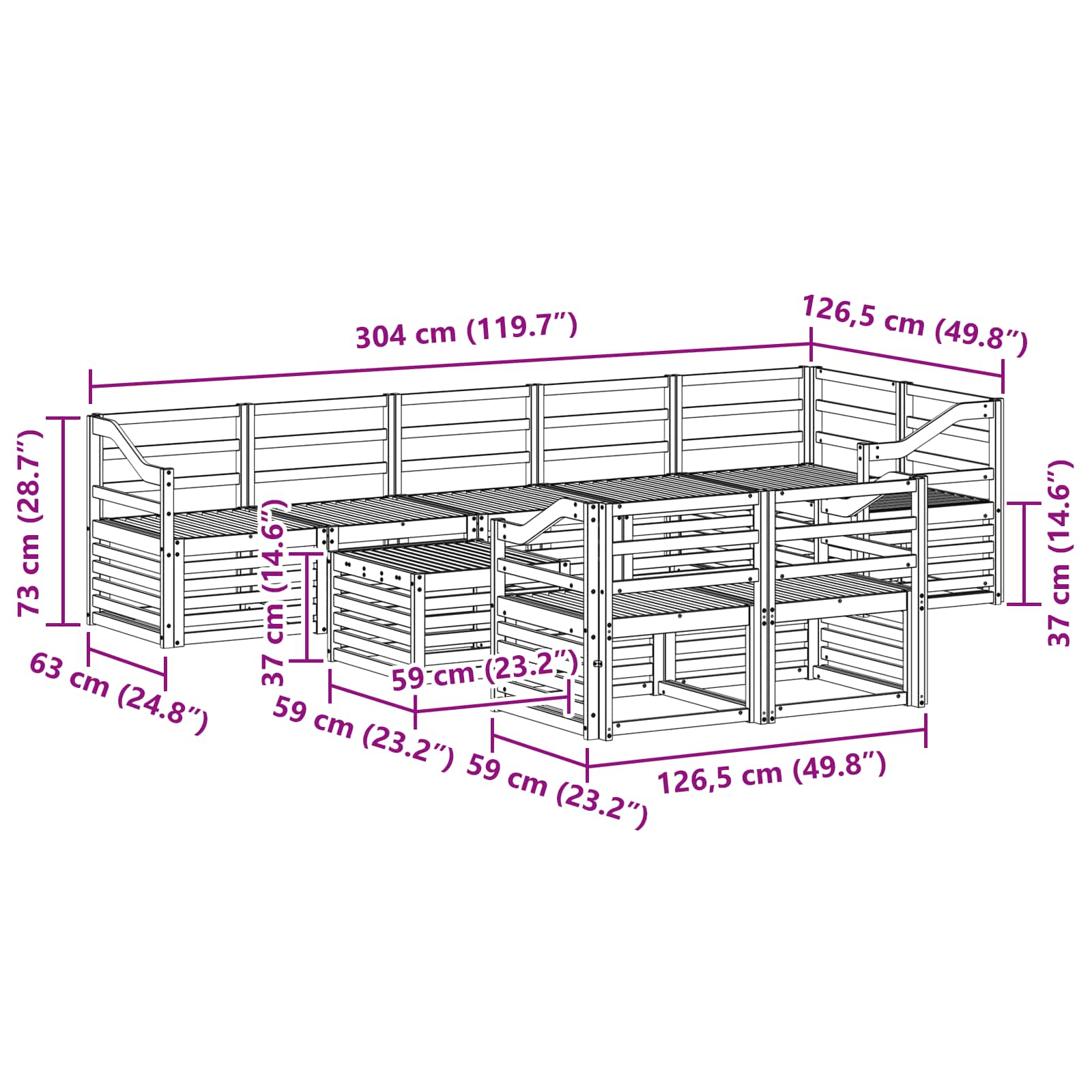 Setovi sofa 9 pcs Prirodna Čvrsto drvo akacije