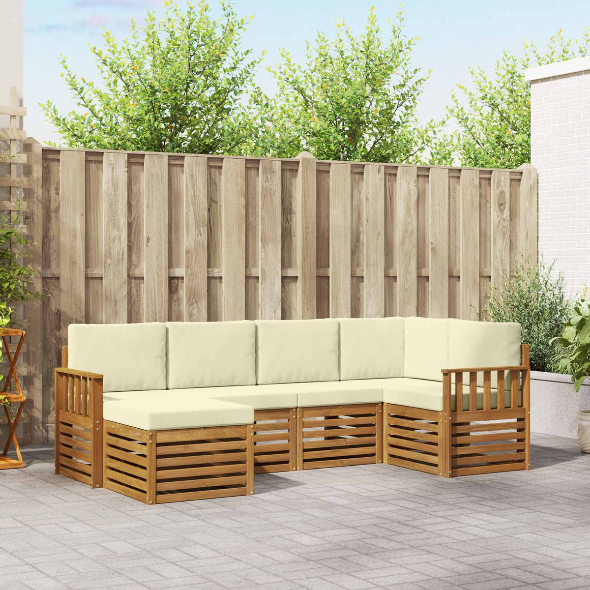Set vanjskih sofa 6 kom. Prirodna i krem Poliester 247 x 128,5 x 73 cm