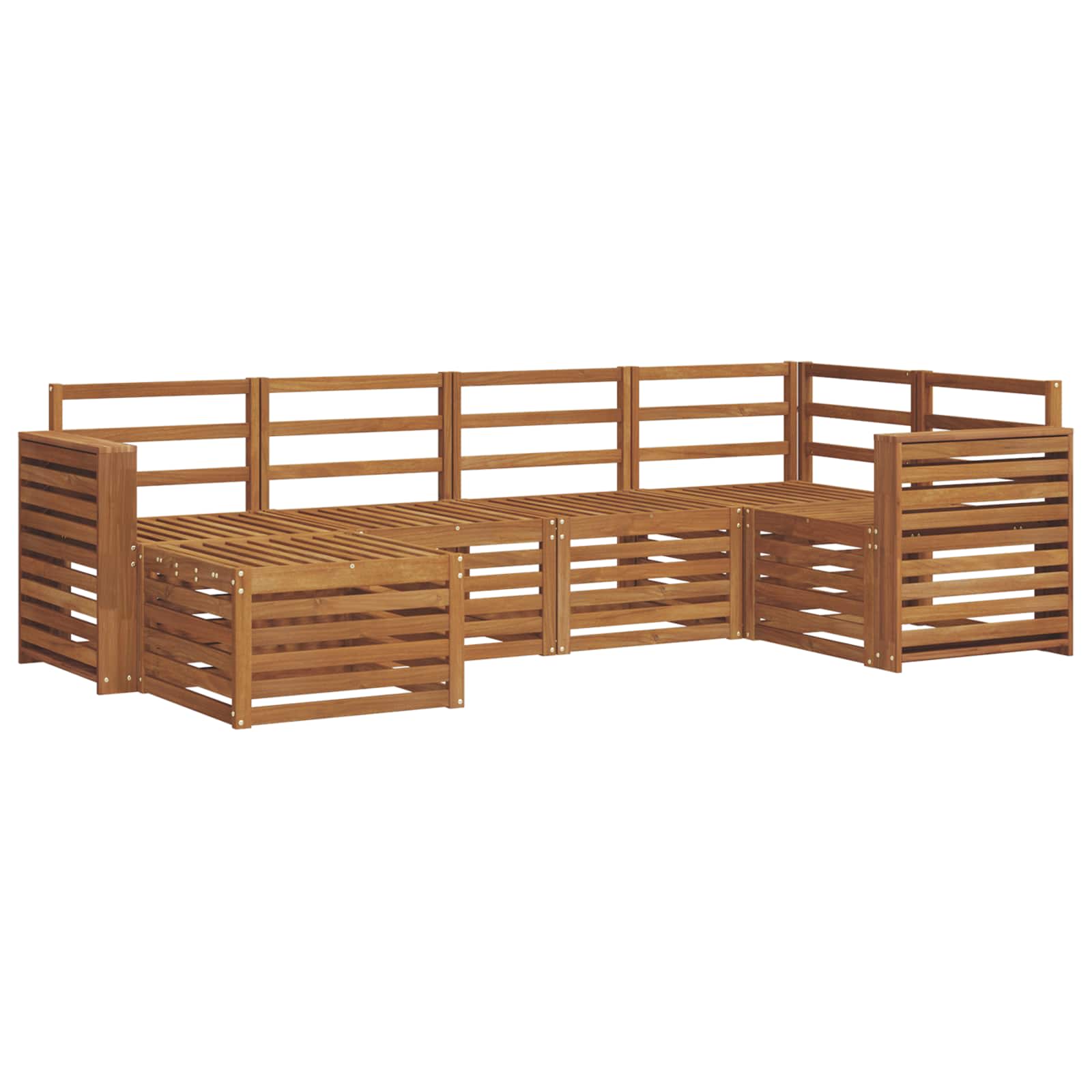 Sekcijska garnitura 6 pcs Prirodna Čvrsto drvo akacije