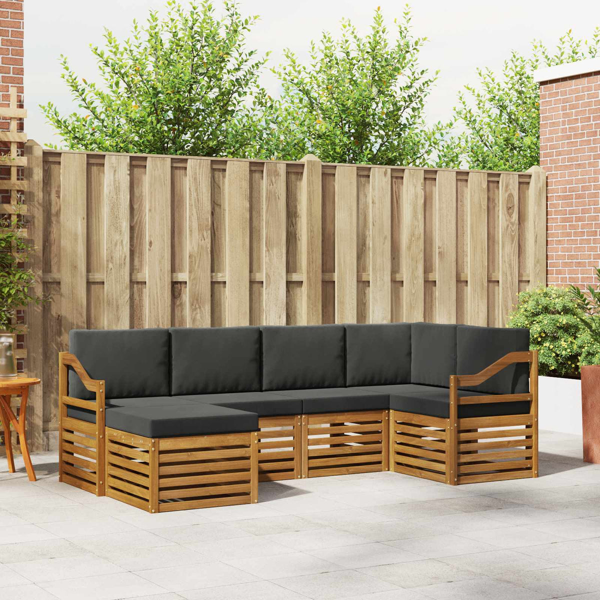 Set vanjskih sofa 6 kom. Prirodna i antracit Poliester 245 x 126,5 x 73 cm