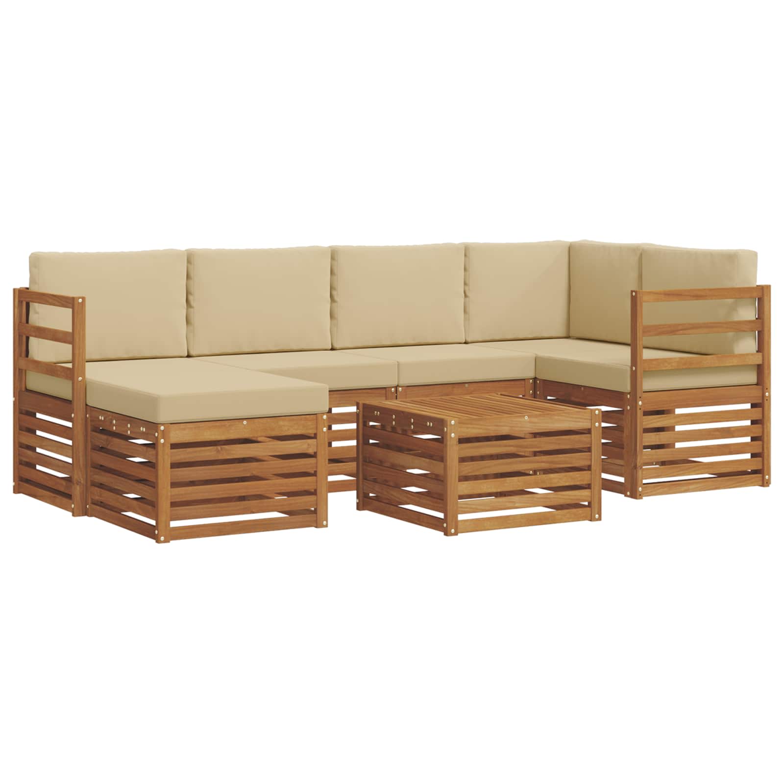 Sekcijska garnitura s jastukom 7 pcs Prirodna i bež