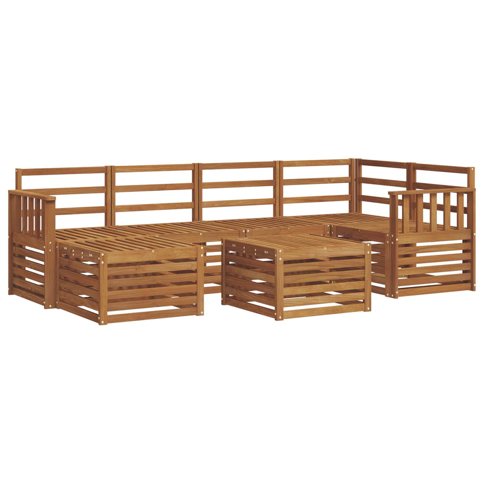 Sekcijska garnitura 7 pcs Prirodna Čvrsto drvo akacije