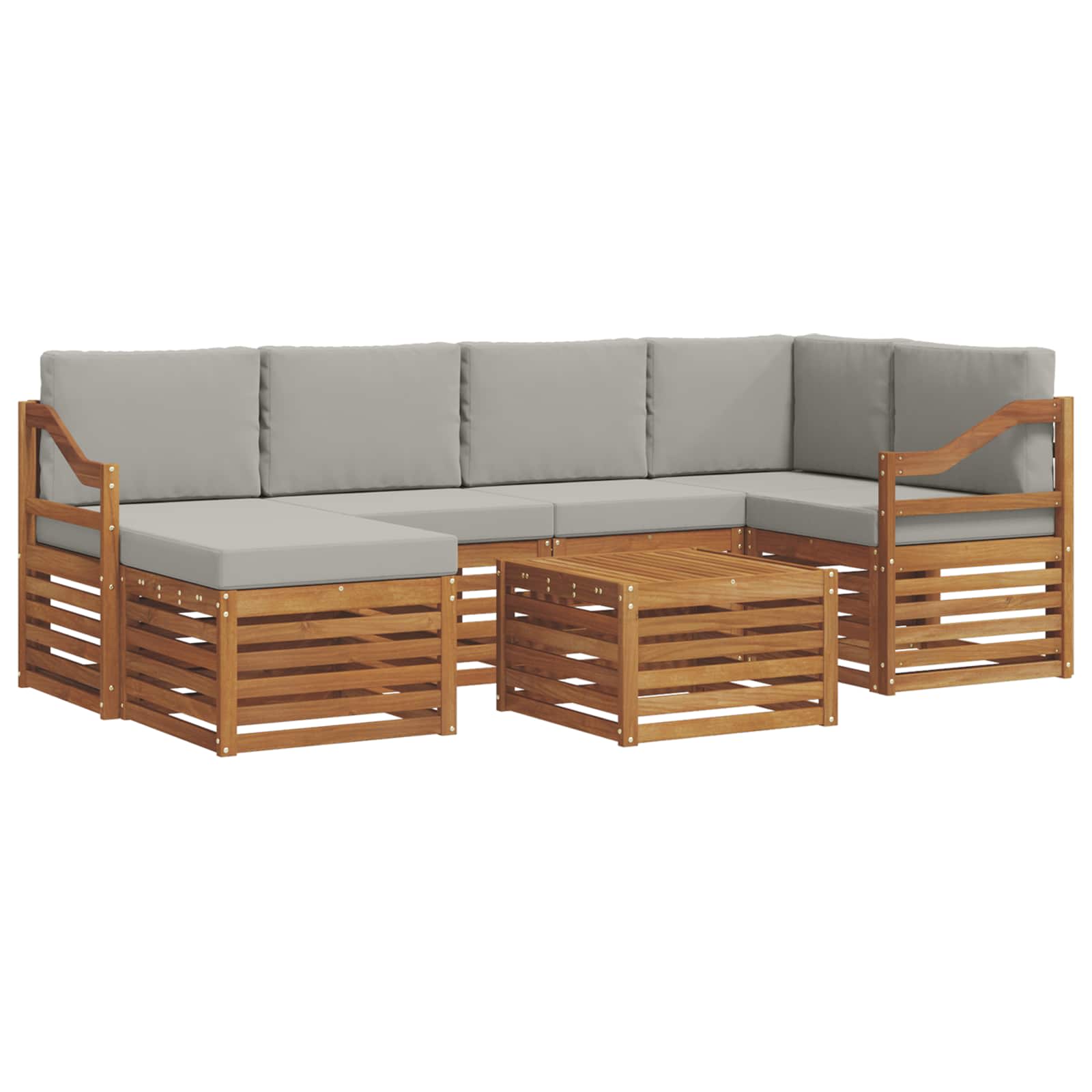 Set vanjskih sofa 7 kom. Prirodna i svijetlo siva Poliester