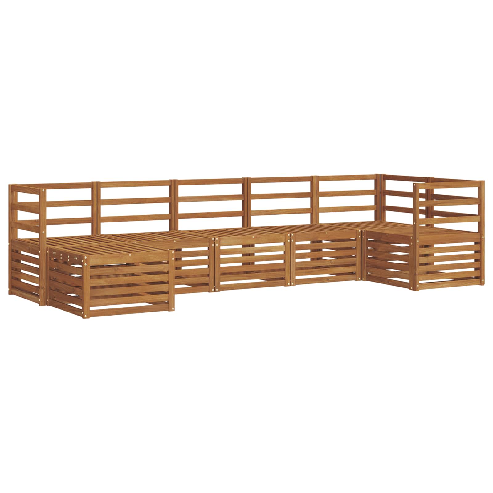 Sekcijska garnitura 7 pcs Prirodna Čvrsto drvo akacije