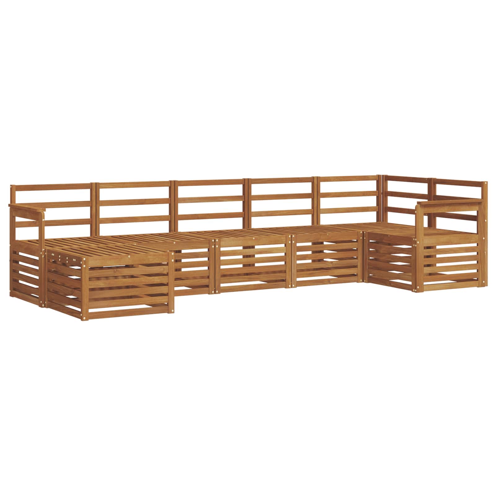 Sekcijska garnitura 7 pcs Prirodna Čvrsto drvo akacije