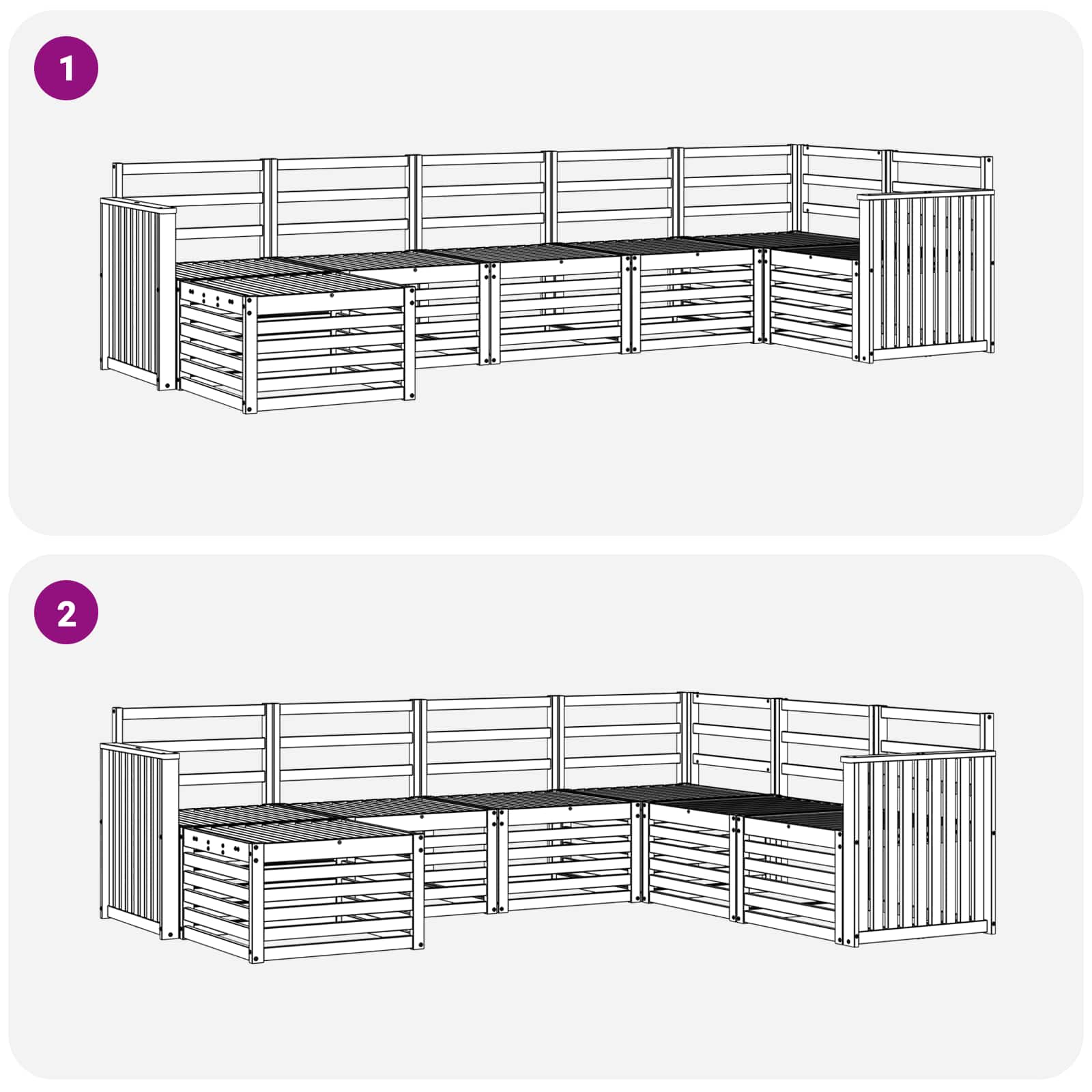 Sekcijska garnitura 7 pcs Prirodna Čvrsto drvo akacije