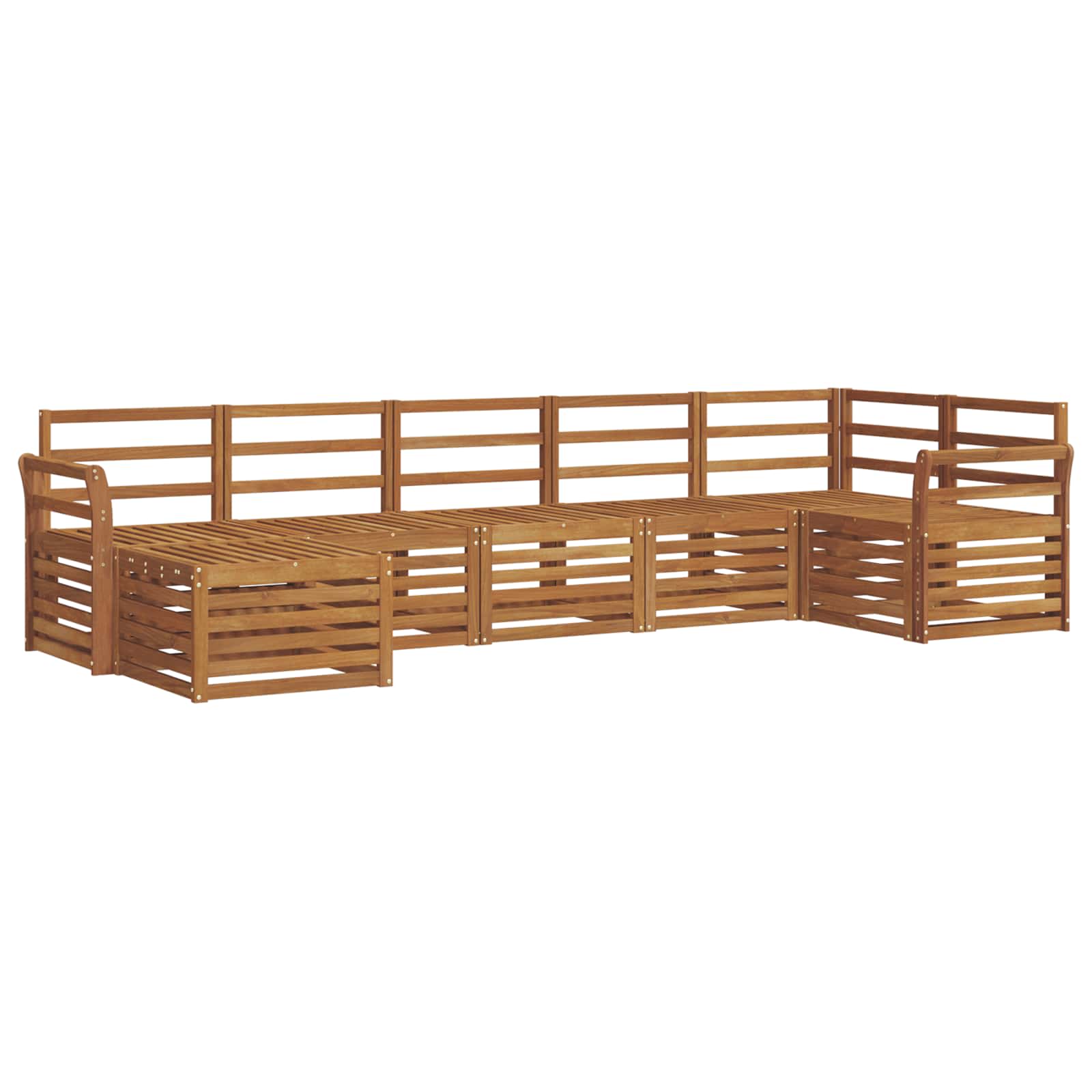 Sekcijska garnitura 7 pcs Prirodna Čvrsto drvo akacije