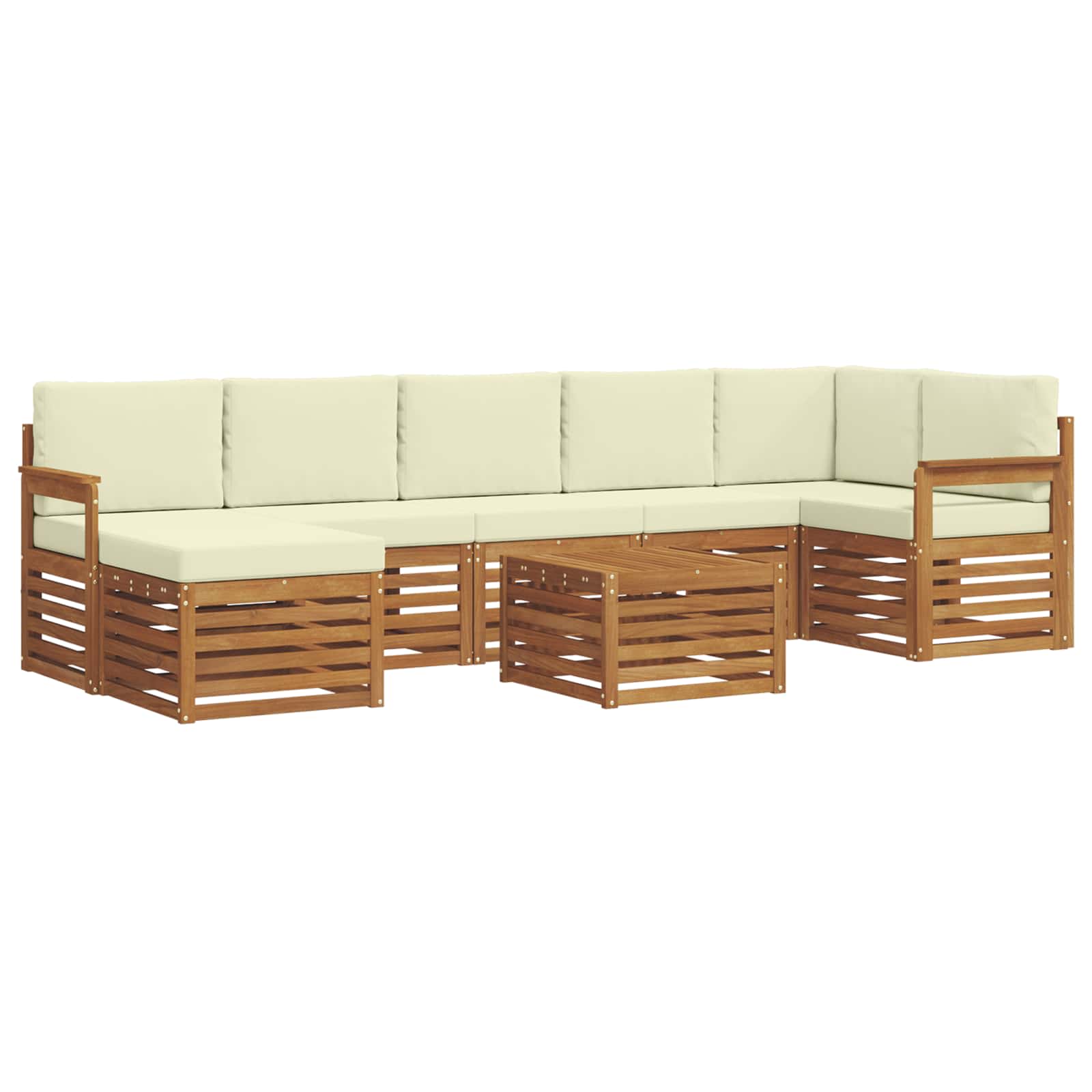 Set vanjskih sofa 8 pcs Prirodna i krem Čvrsto drvo akacije