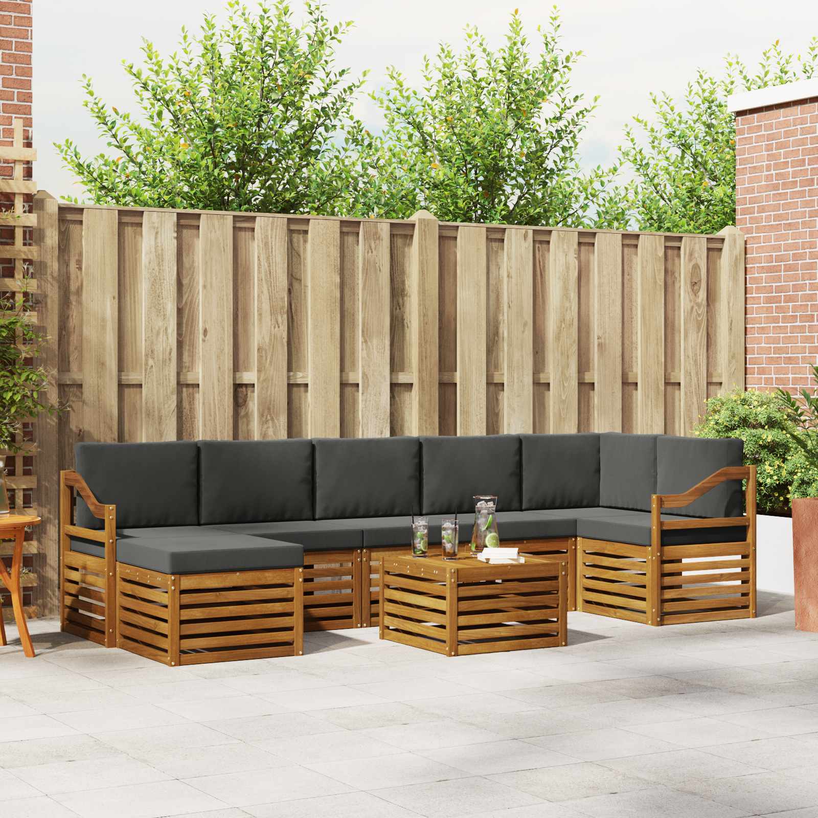 Set vanjskih sofa 8 pcs Prirodna i antracit Čvrsto drvo akacije