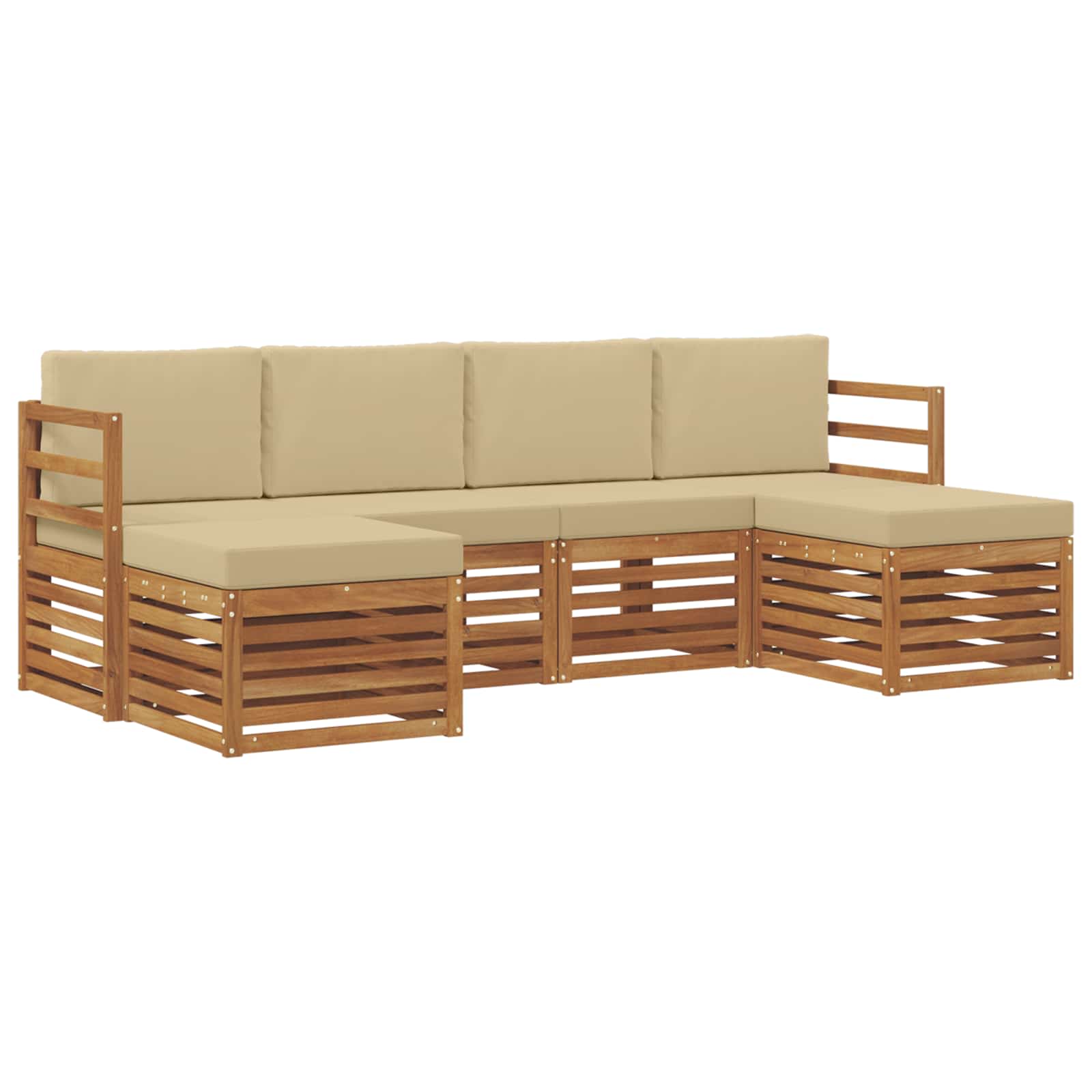 Setovi sofa s jastukom 6 pcs Prirodna i bež Čvrsto drvo akacije