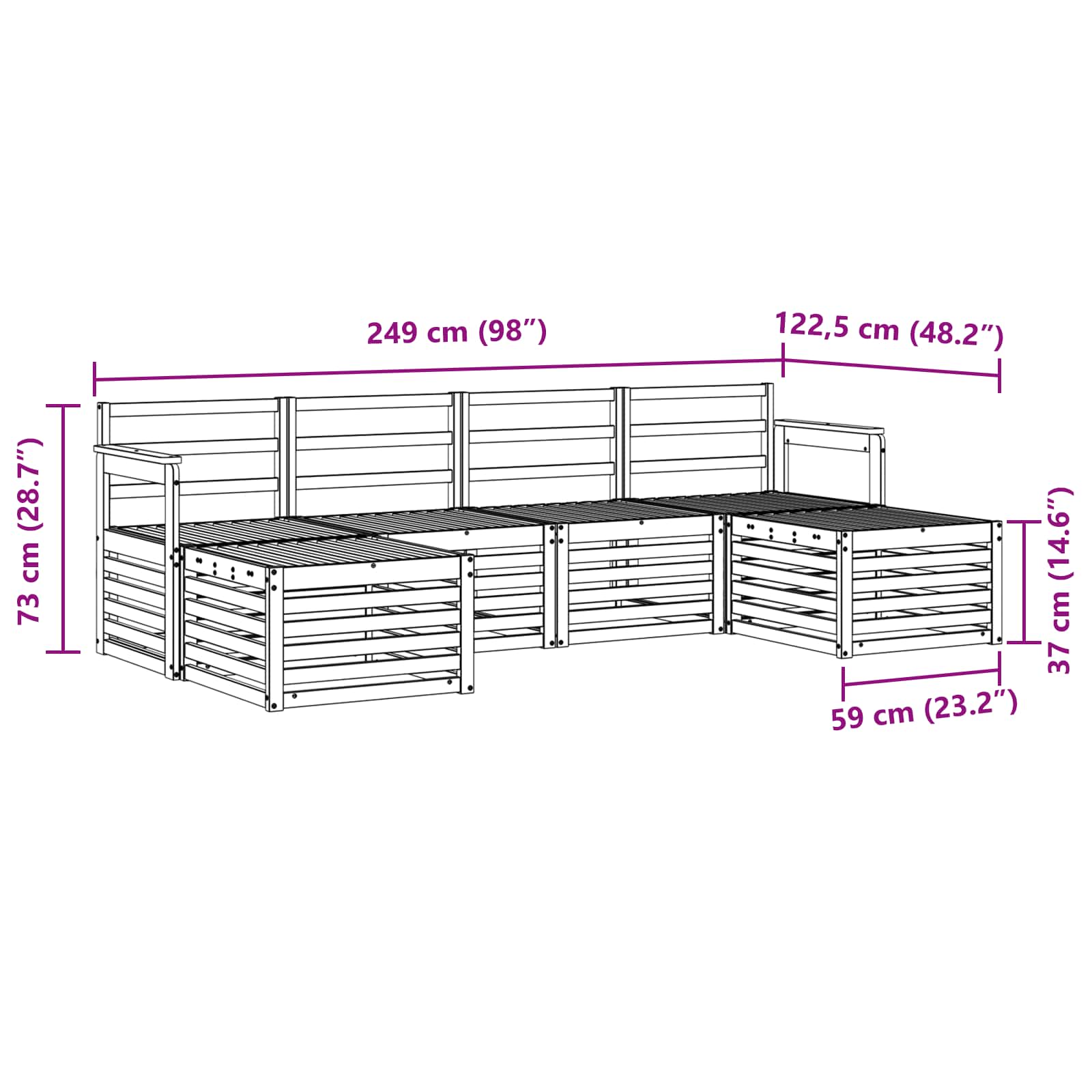 Setovi sofa 6 pcs Prirodna Čvrsto drvo akacije