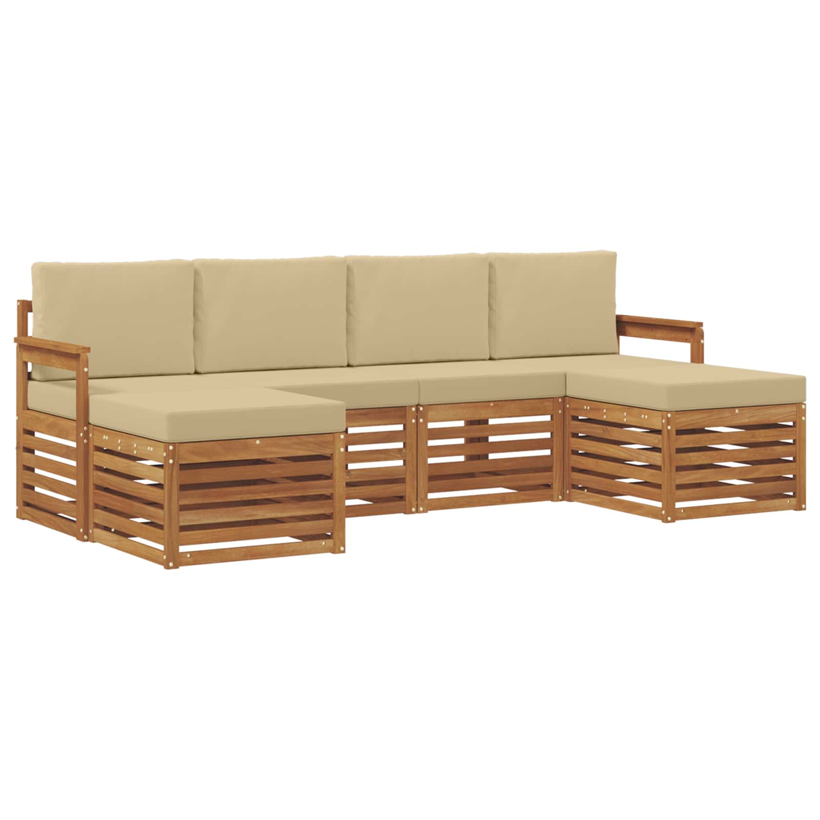 Setovi sofa s jastukom 6 pcs Prirodna i bež Čvrsto drvo akacije