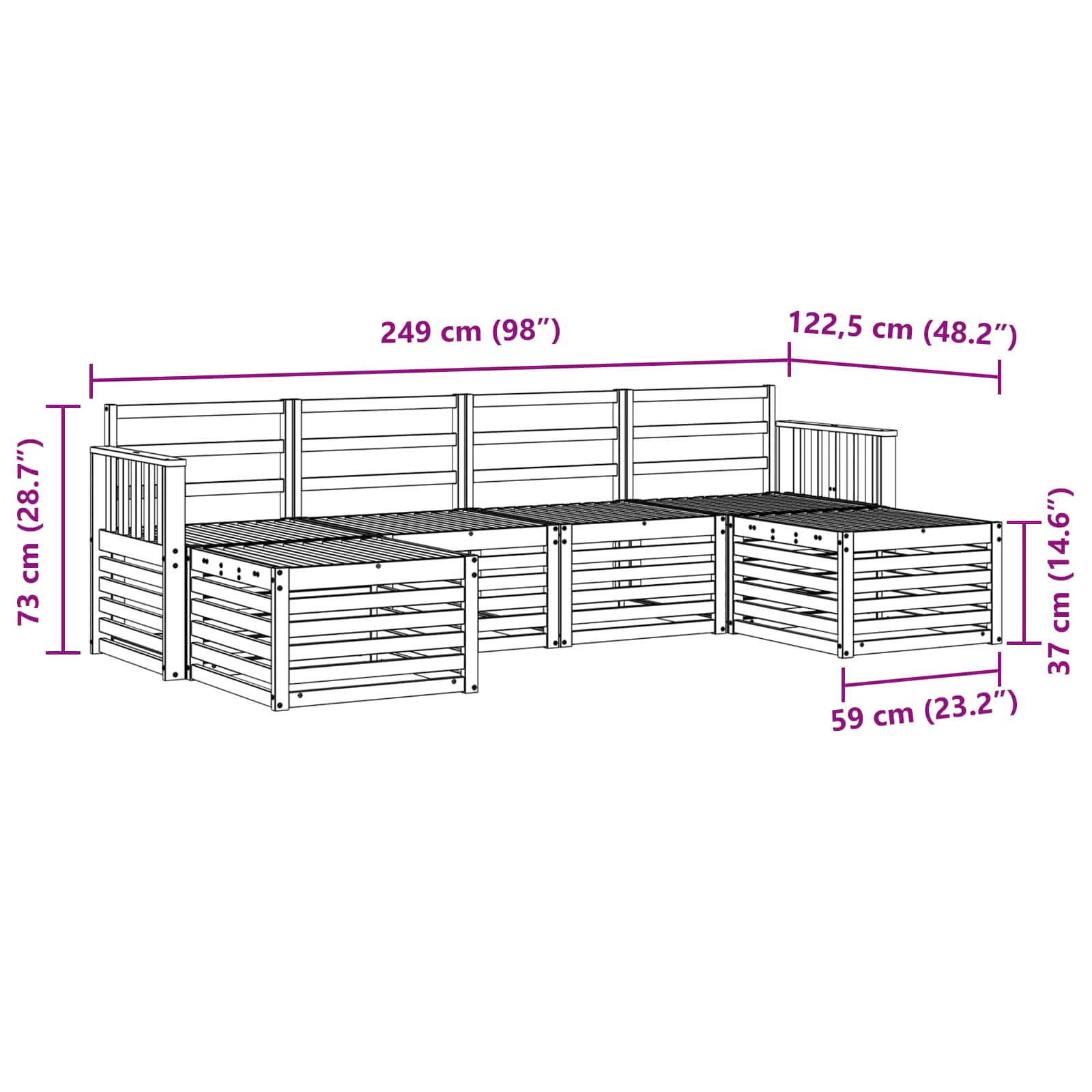 Setovi sofa 6 pcs Prirodna Čvrsto drvo akacije