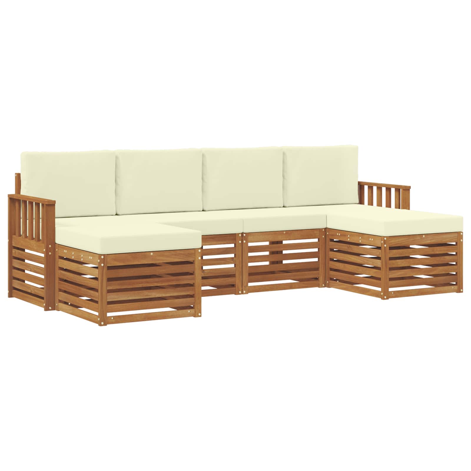 Setovi sofa 6 pcs Prirodna i krem Čvrsto drvo akacije