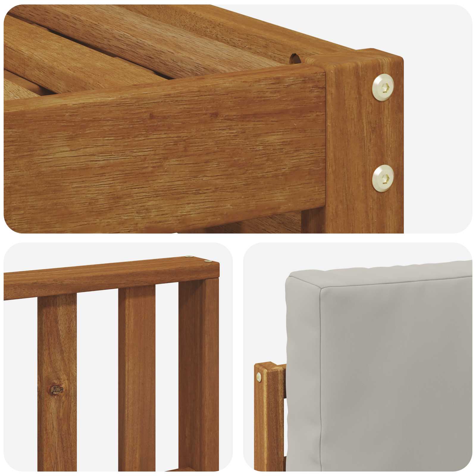 Setovi sofa 6 pcs Prirodna i svijetlo siva Čvrsto drvo akacije