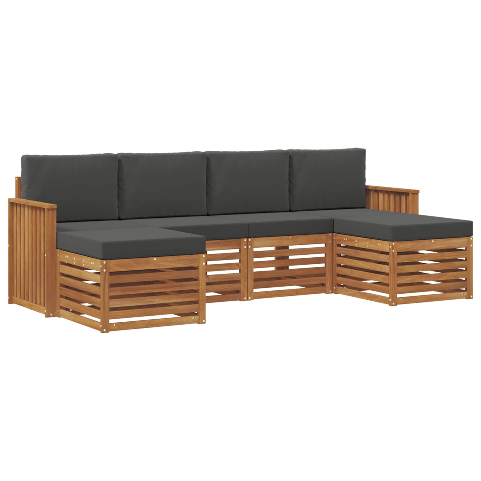 Setovi sofa 6 pcs Prirodna i antracit Čvrsto drvo akacije