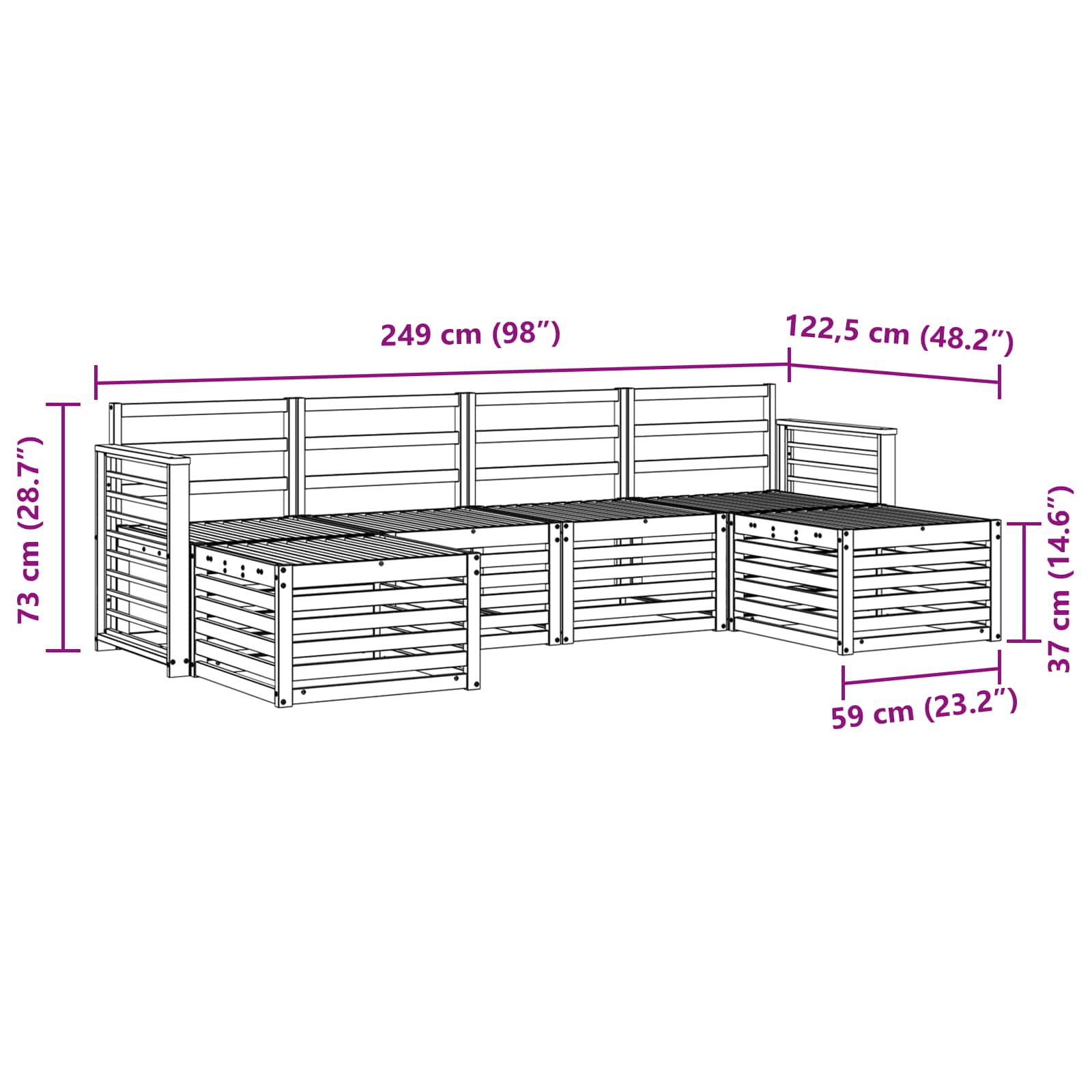 Setovi sofa 6 pcs Prirodna Čvrsto drvo akacije