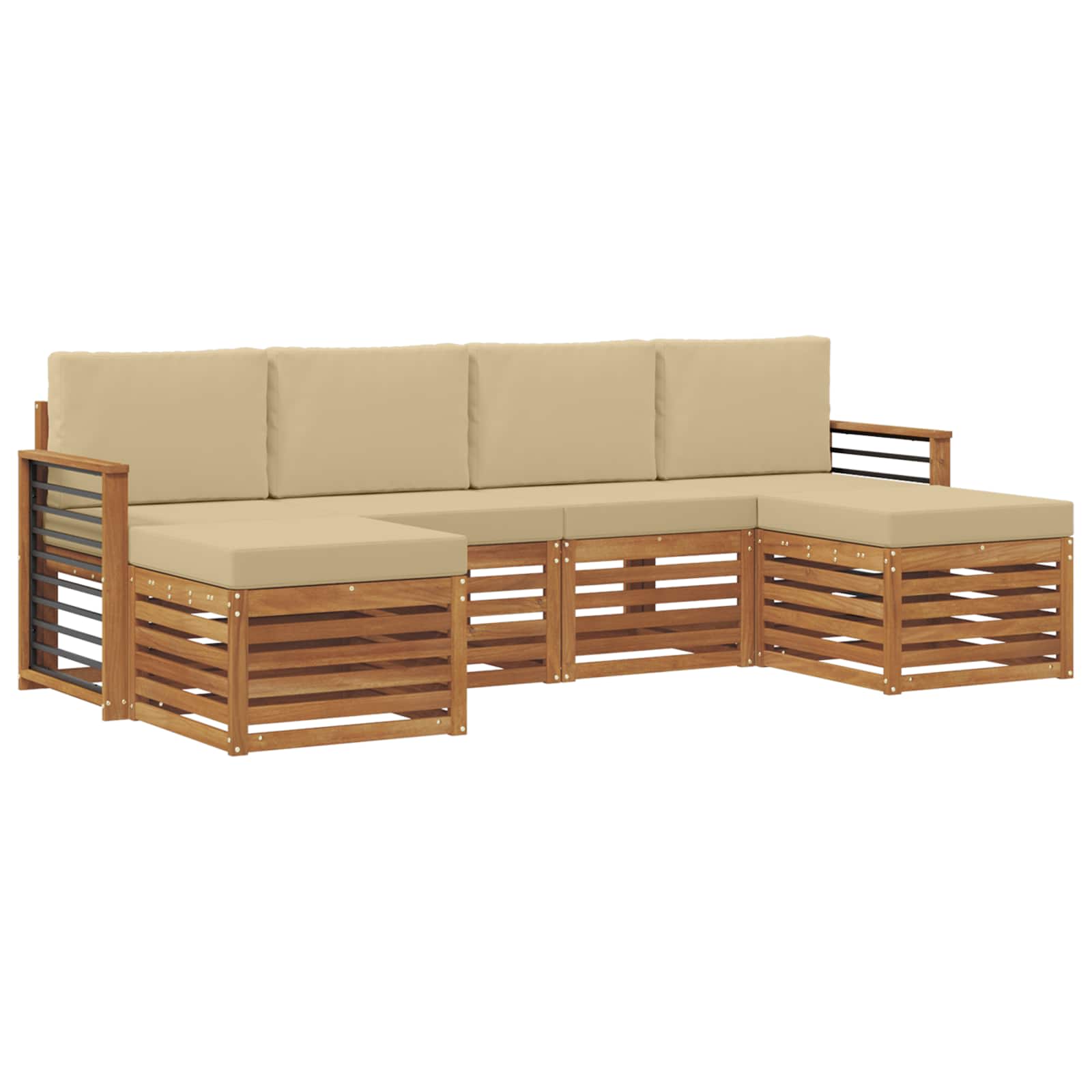 Setovi sofa s jastukom 6 pcs Prirodna i bež Čvrsto drvo akacije