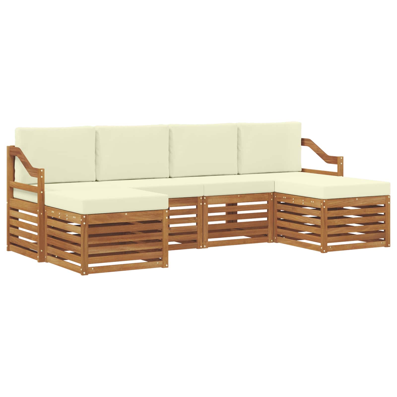 Setovi sofa 6 pcs Prirodna i krem Čvrsto drvo akacije
