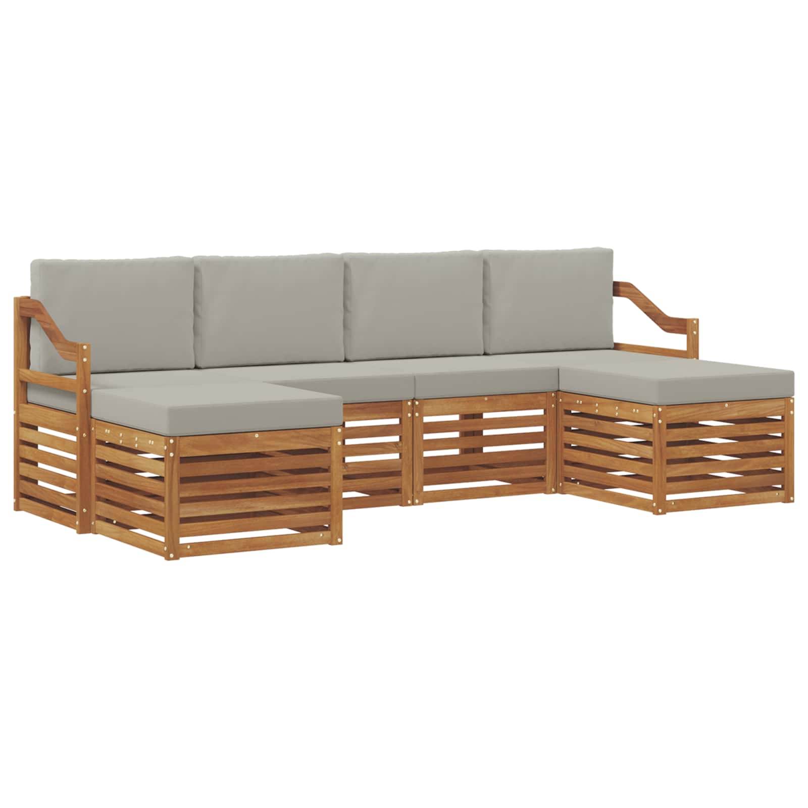 Setovi sofa 6 pcs Prirodna i svijetlo siva Čvrsto drvo akacije