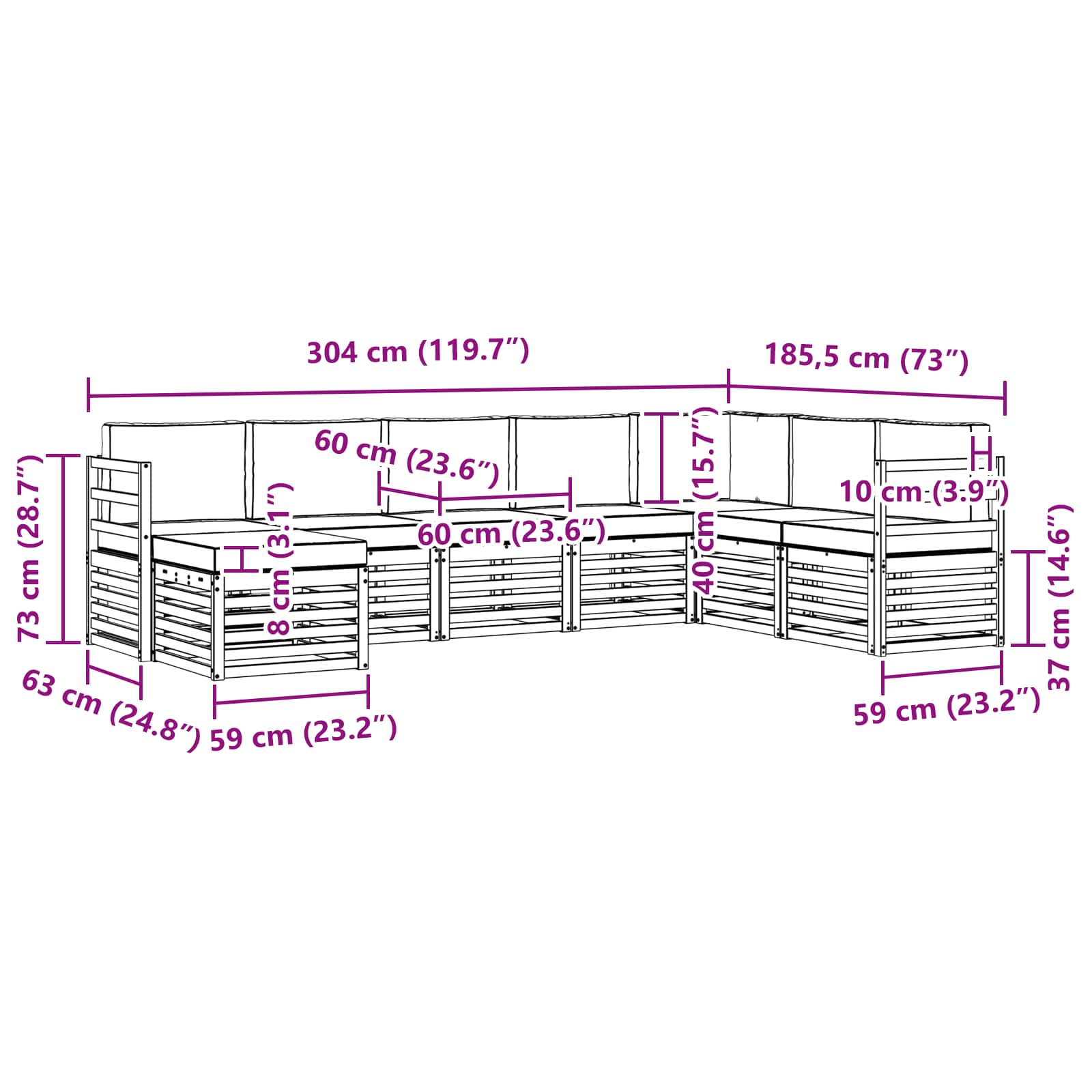 Set vanjskih sofa 8 pcs Prirodna i krem Čvrsto drvo akacije