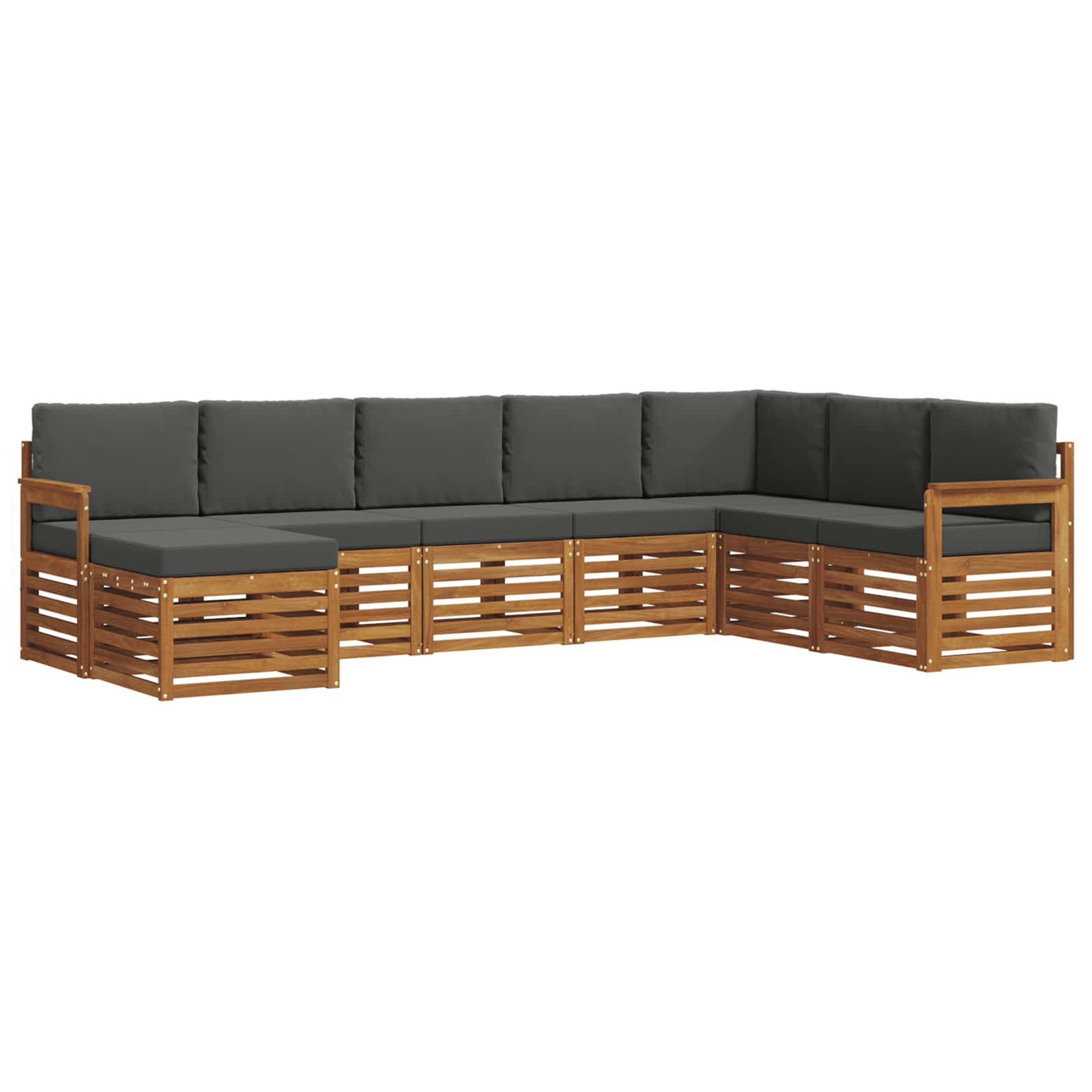 Set vanjskih sofa 8 pcs Prirodna i antracit Čvrsto drvo akacije