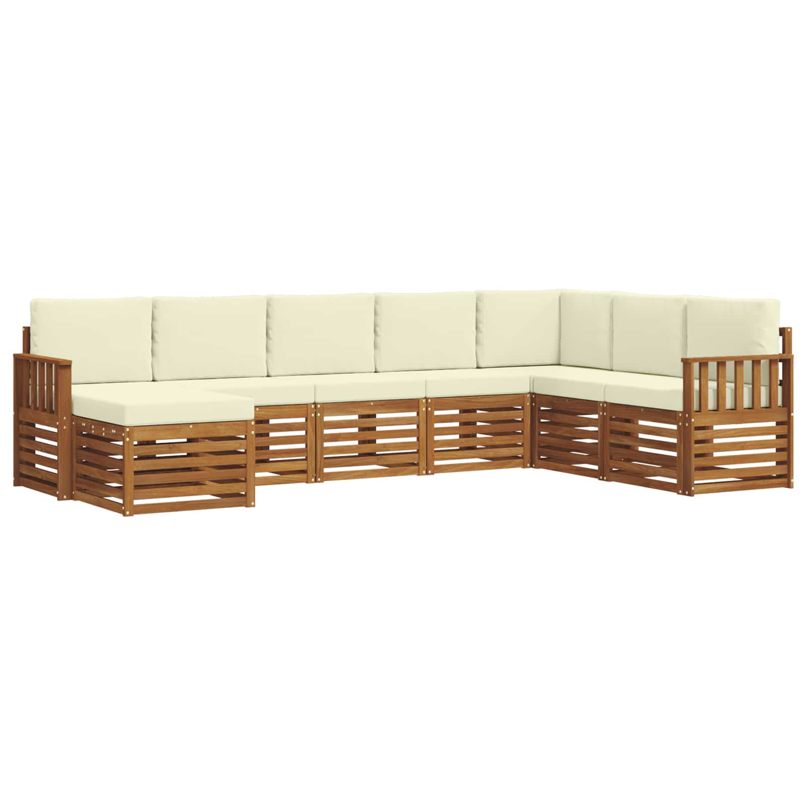 Set vanjskih sofa 8 pcs Prirodna i krem Čvrsto drvo akacije