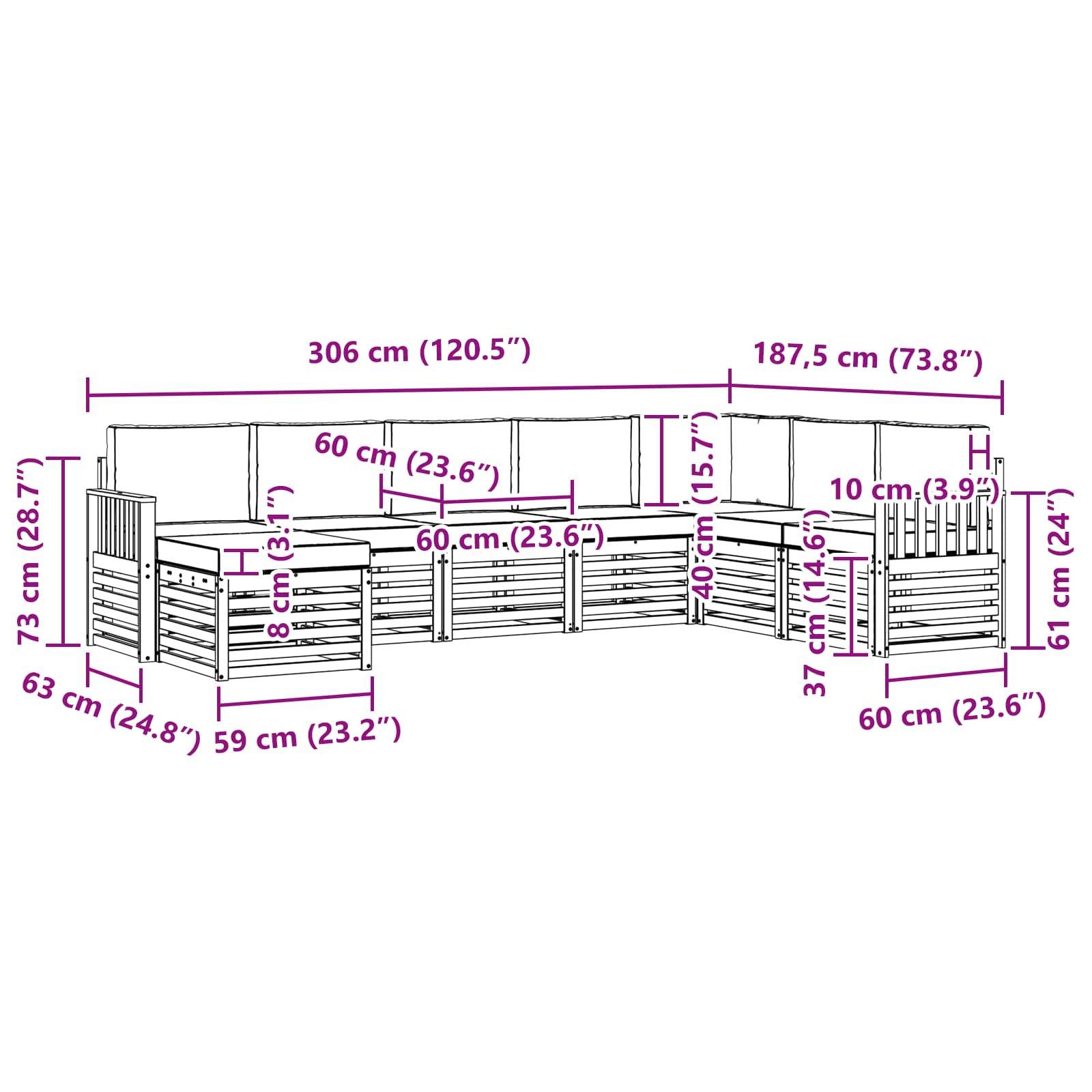 Set vanjskih sofa 8 pcs Prirodna i antracit Čvrsto drvo akacije