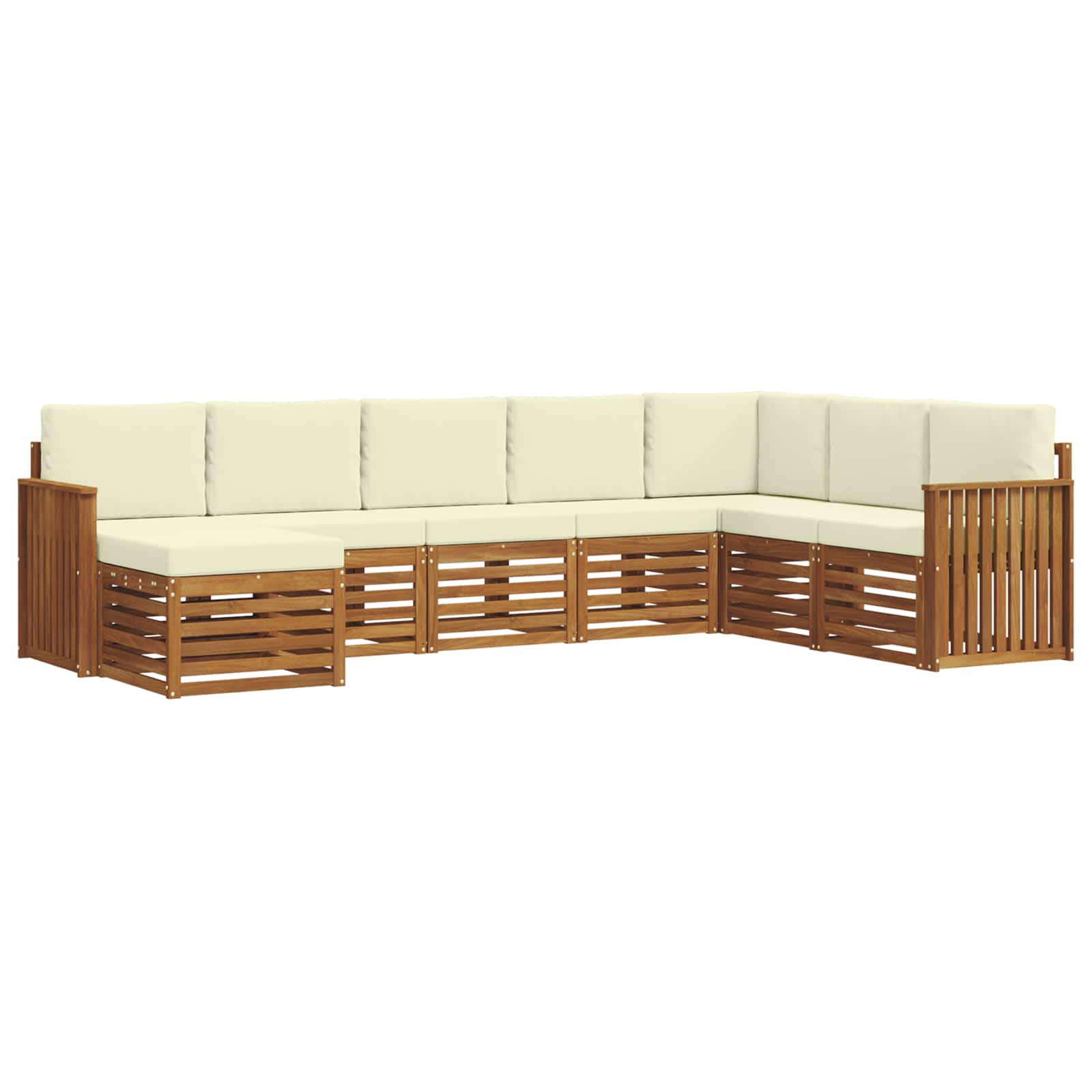 Set vanjskih sofa 8 pcs Prirodna i krem Čvrsto drvo akacije