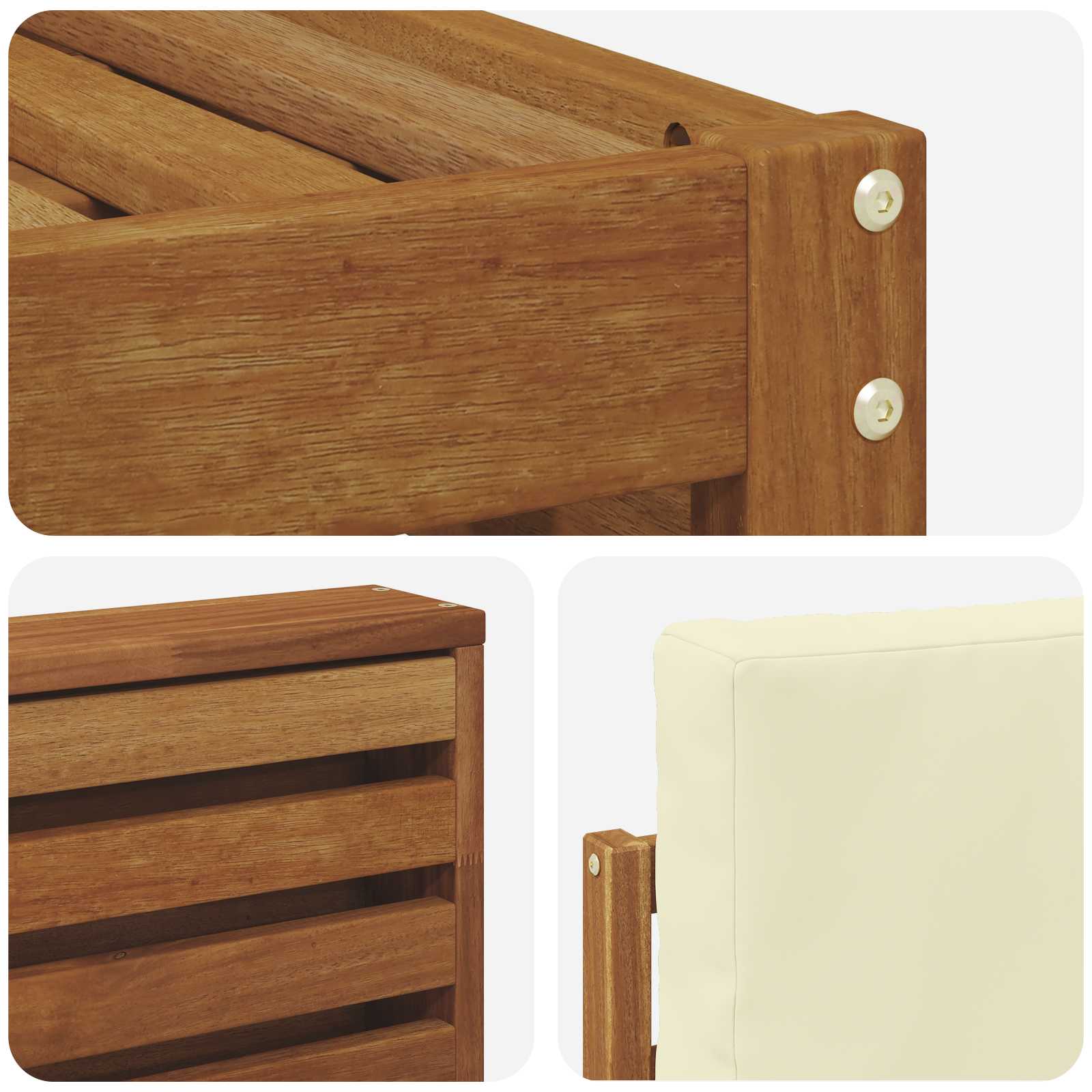 Set vanjskih sofa 8 pcs Prirodna i krem Čvrsto drvo akacije