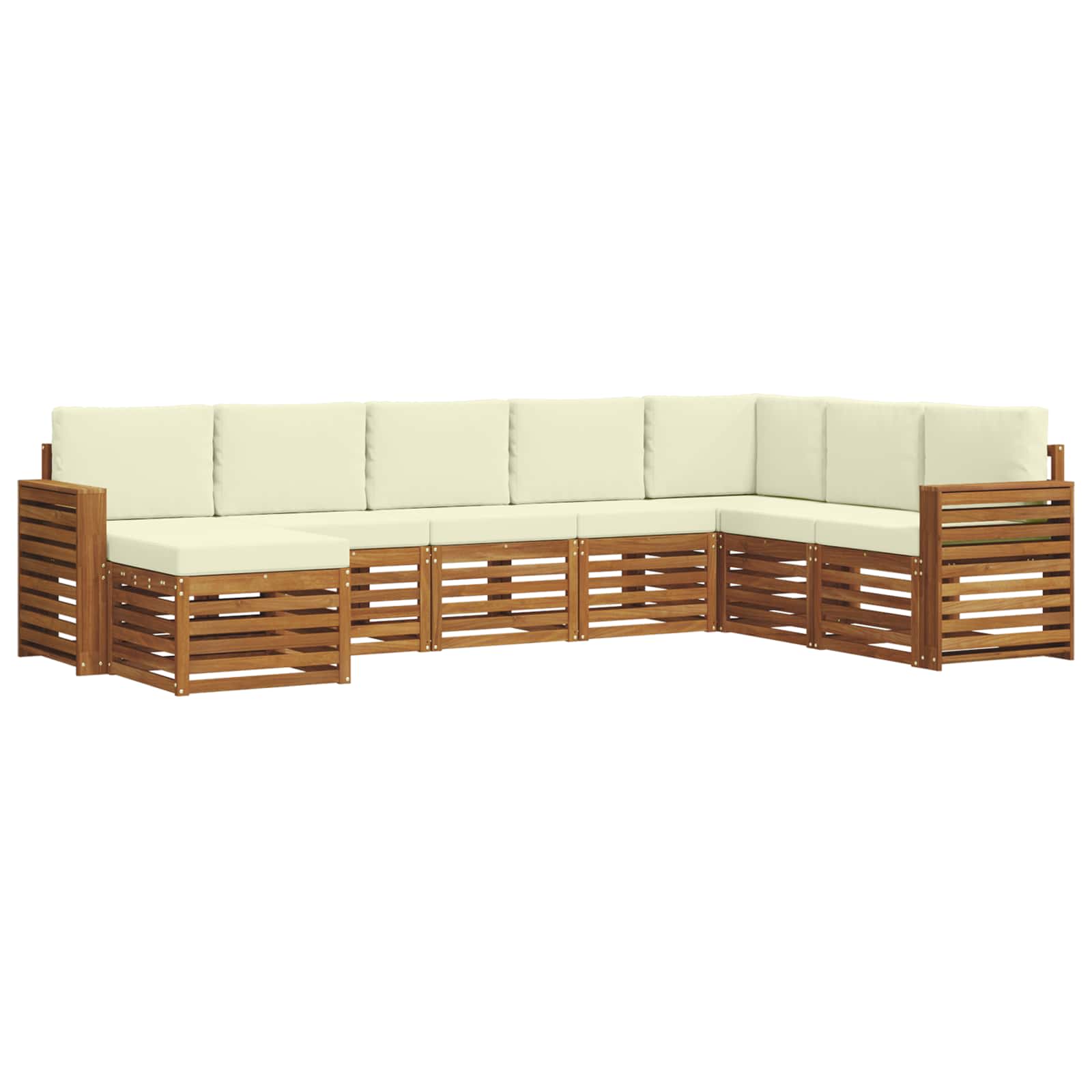 Set vanjskih sofa 8 pcs Prirodna i krem Čvrsto drvo akacije