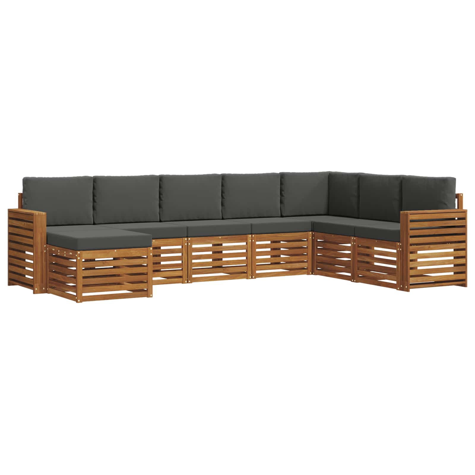 Set vanjskih sofa 8 pcs Prirodna i antracit Čvrsto drvo akacije