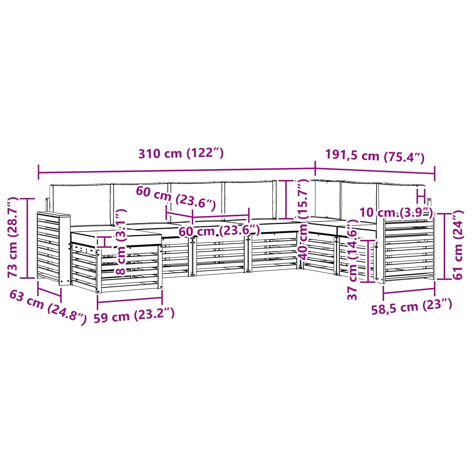 Set vanjskih sofa 8 pcs Prirodna i antracit Čvrsto drvo akacije