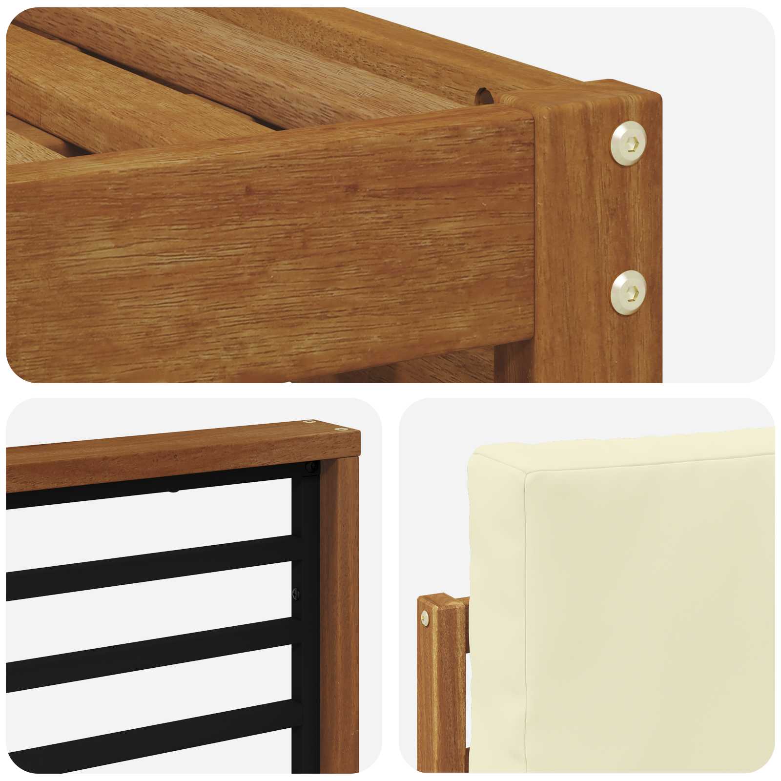 Set vanjskih sofa 8 pcs Prirodna i krem Čvrsto drvo akacije