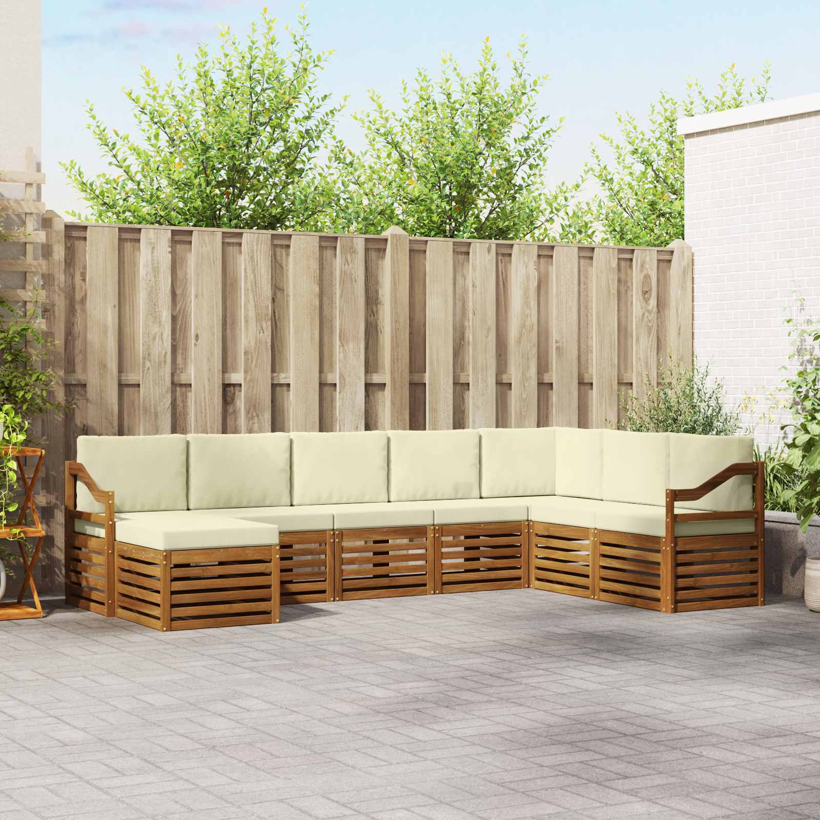 Set vanjskih sofa 8 pcs Prirodna i krem Čvrsto drvo akacije